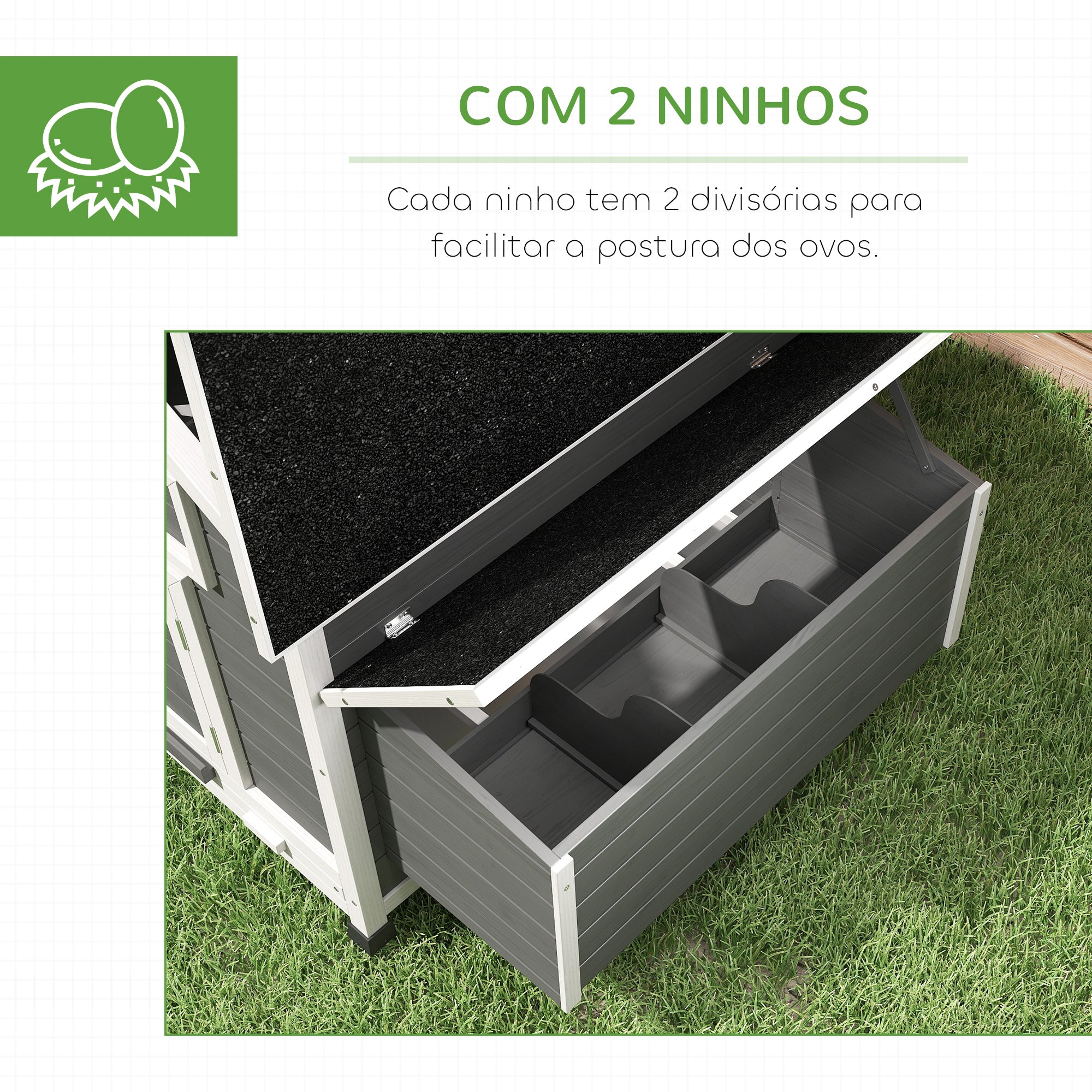 Galinheiro Exterior em Madeira – 150x100x96,5 cm – Cinzento