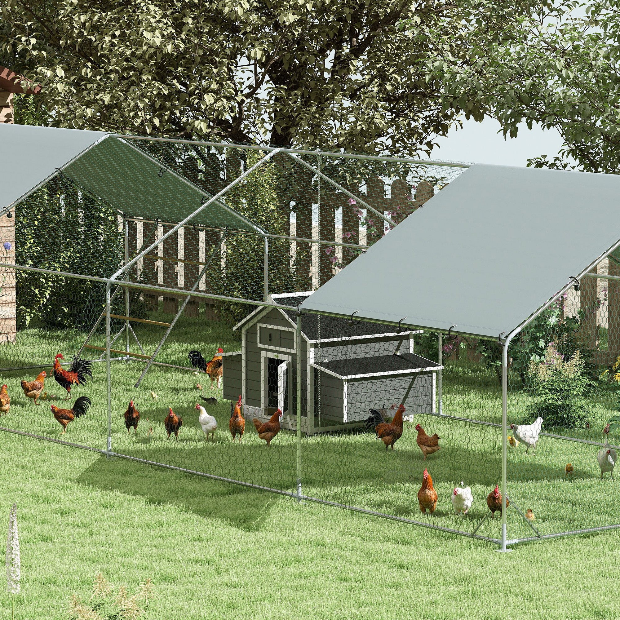 Galinheiro Exterior em Madeira – 150x100x96,5 cm – Cinzento