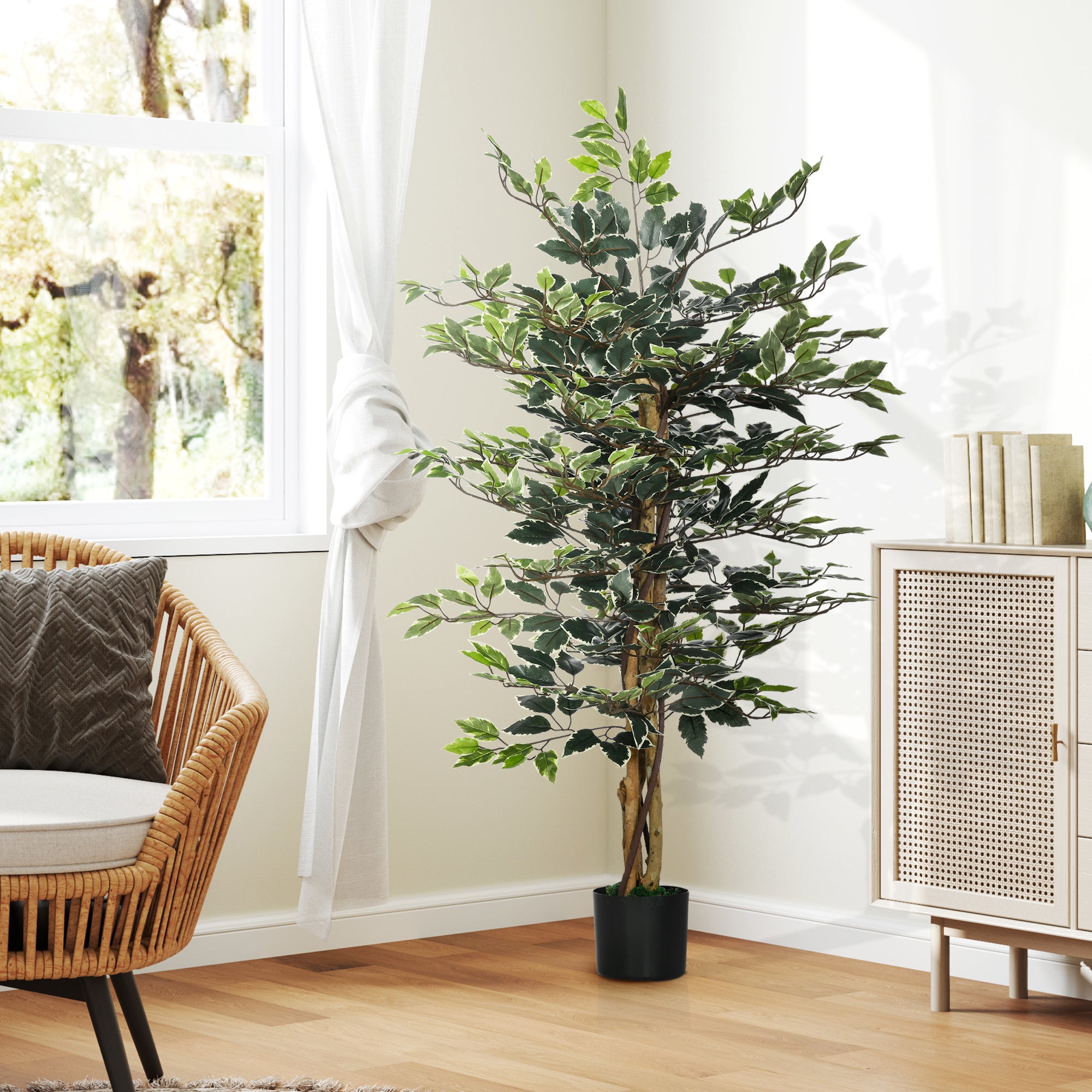 Planta Artificial de Ficus – 130 cm – Verde – Plástico PE