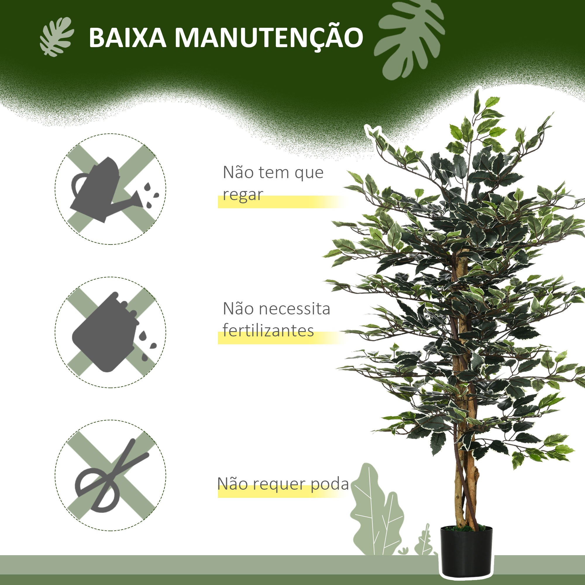 Planta Artificial de Ficus – 130 cm – Verde – Plástico PE