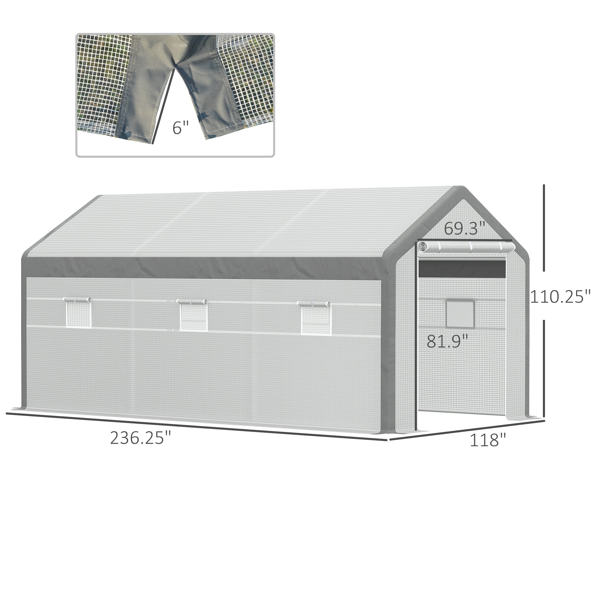 Estufa de Jardim 600x300x280 cm - Cor Branco