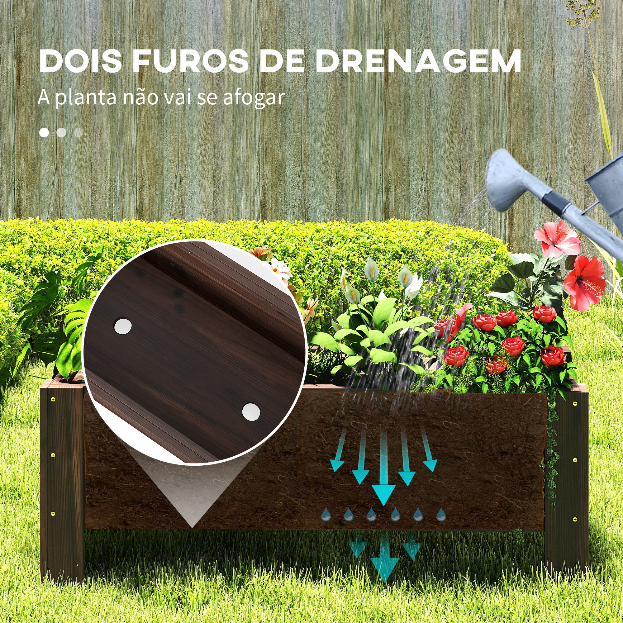 Jardineira Vertical de Madeira 100x36,5x36 cm - Cor Marrom