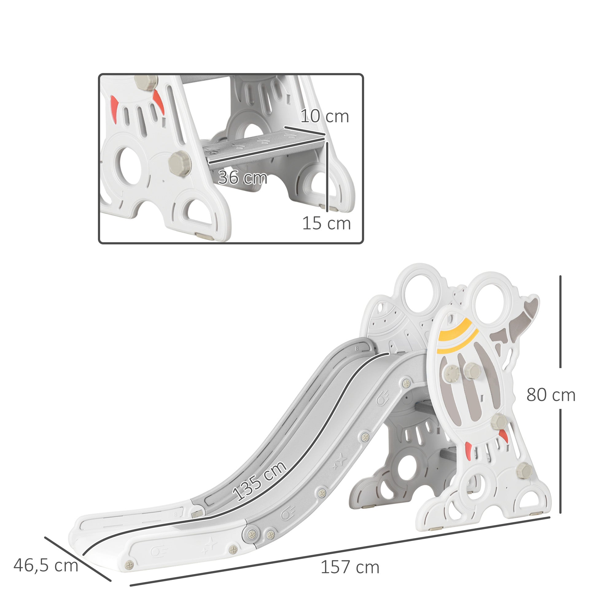 Escorregador para Crianças – 157x46,5x80 cm – Cinzento – PE e PP