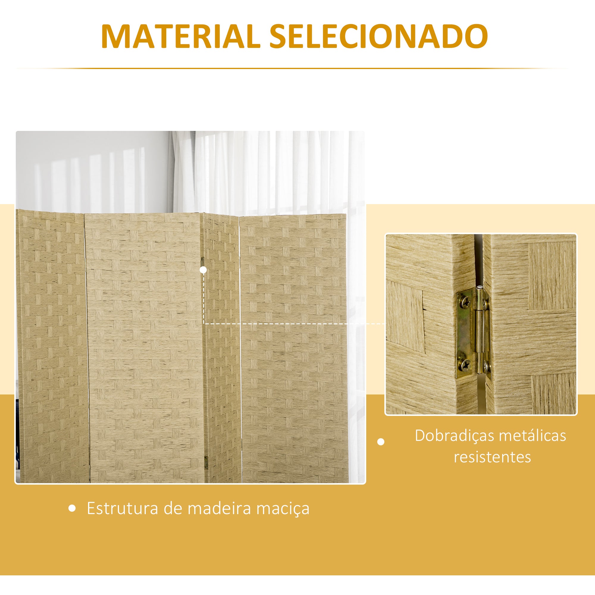 Biombo Separador de Ambientes 159,5x169,5cm Marrom