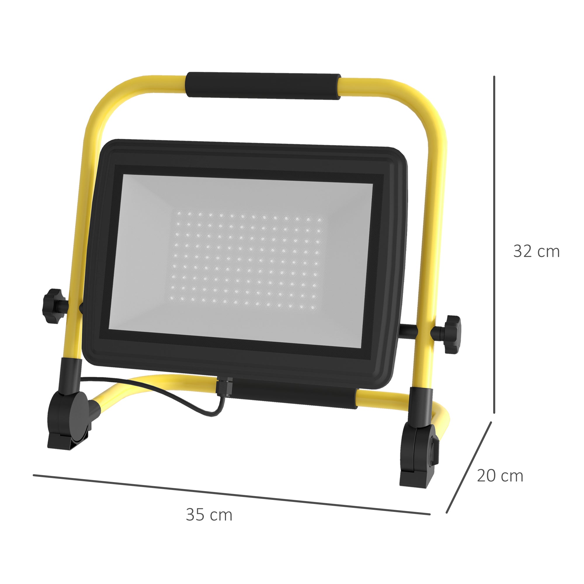 Projetor LED Recarregável 100W – 35x20x32 cm – Amarelo – Alumínio e metal
