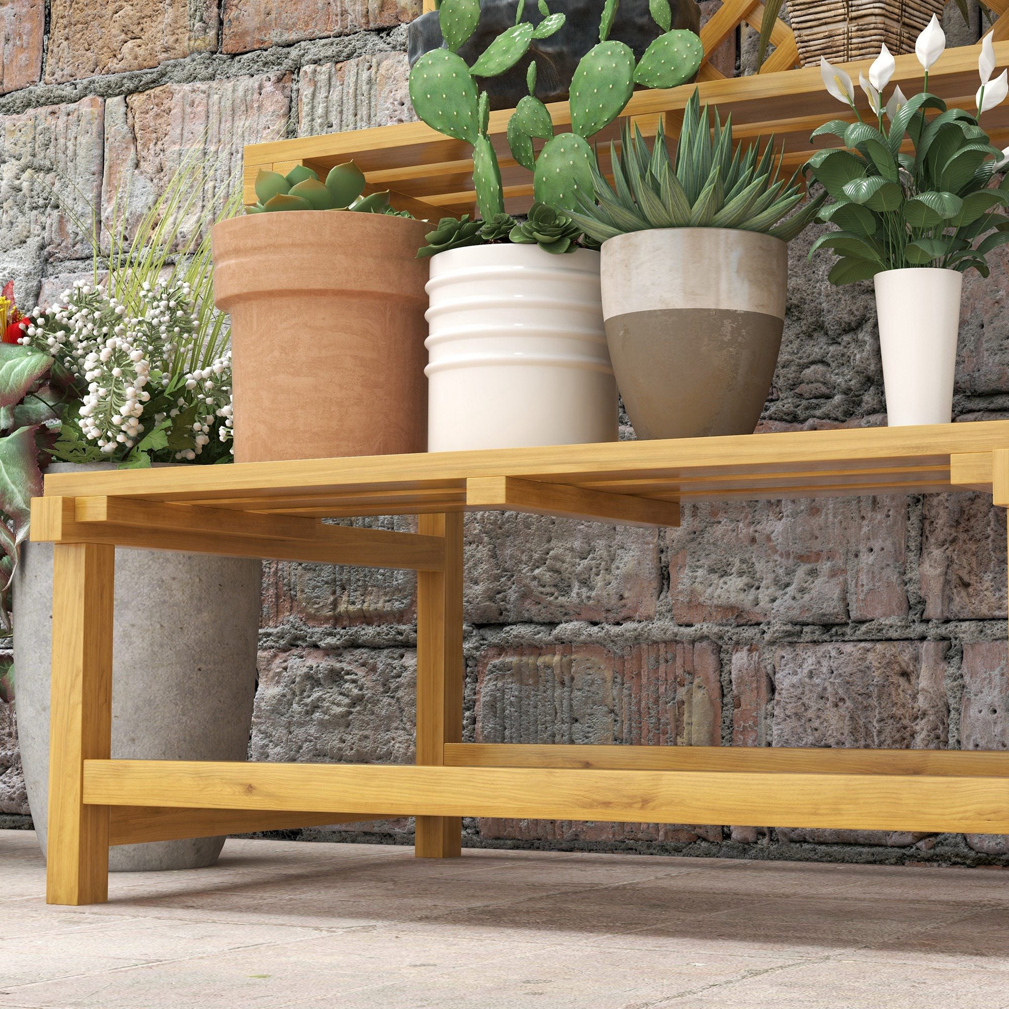 Suporte para Plantas de Madeira 75x50x166 cm - Cor Natural
