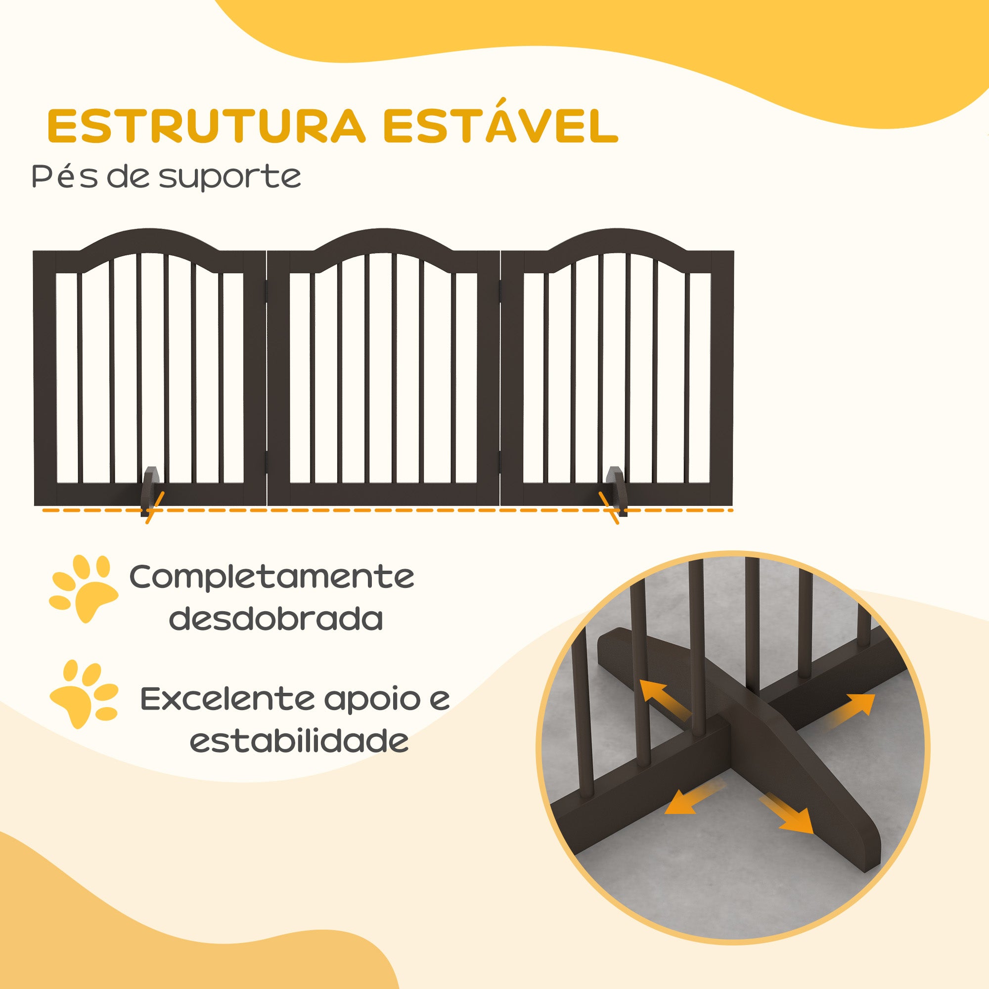 Barreira de Segurança Dobrável para Cães Pequenos - 154,5x29,5x61 cm - Marrom Escuro