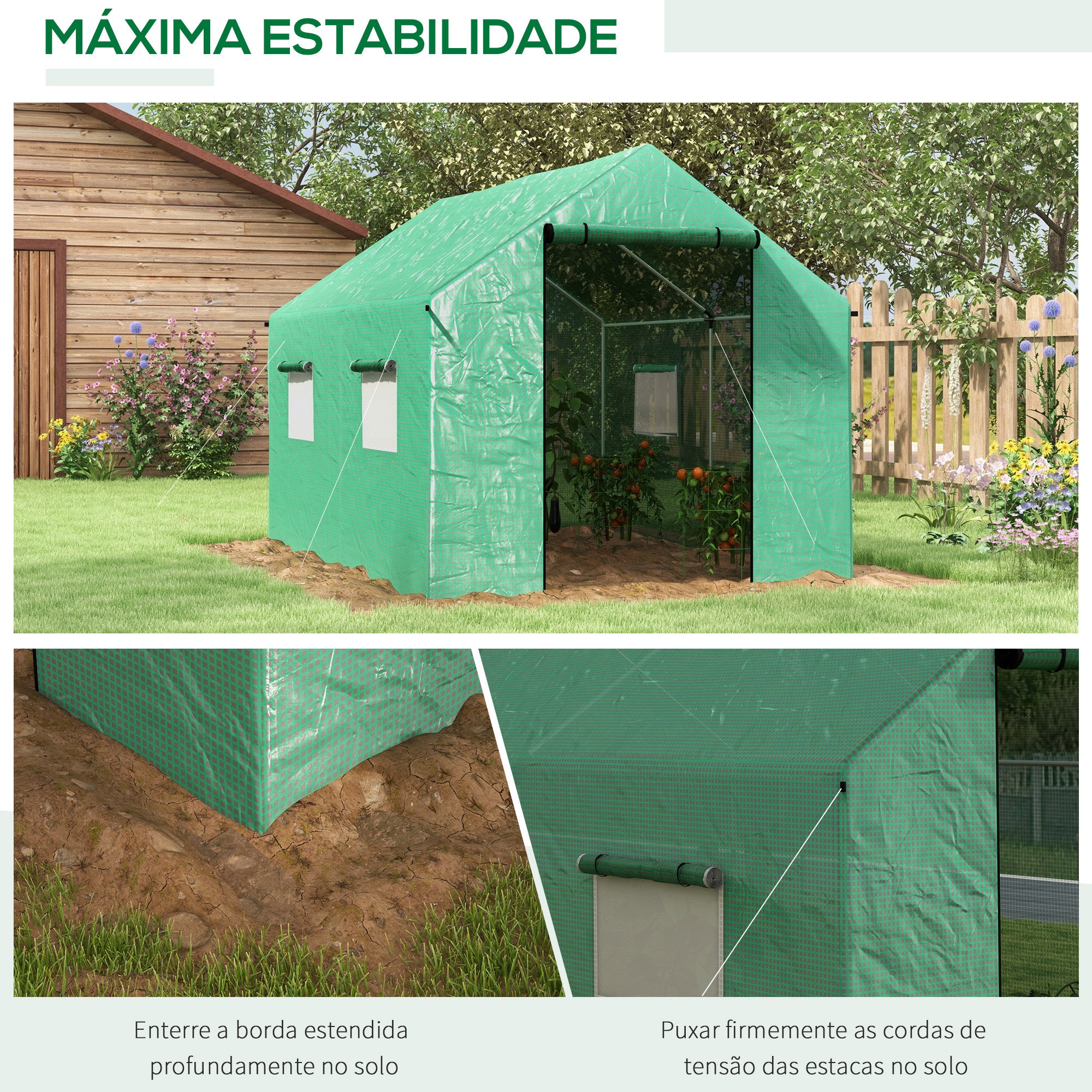 Estufa tipo Túnel – 200x300x200 cm – Verde – Aço Galvanizado