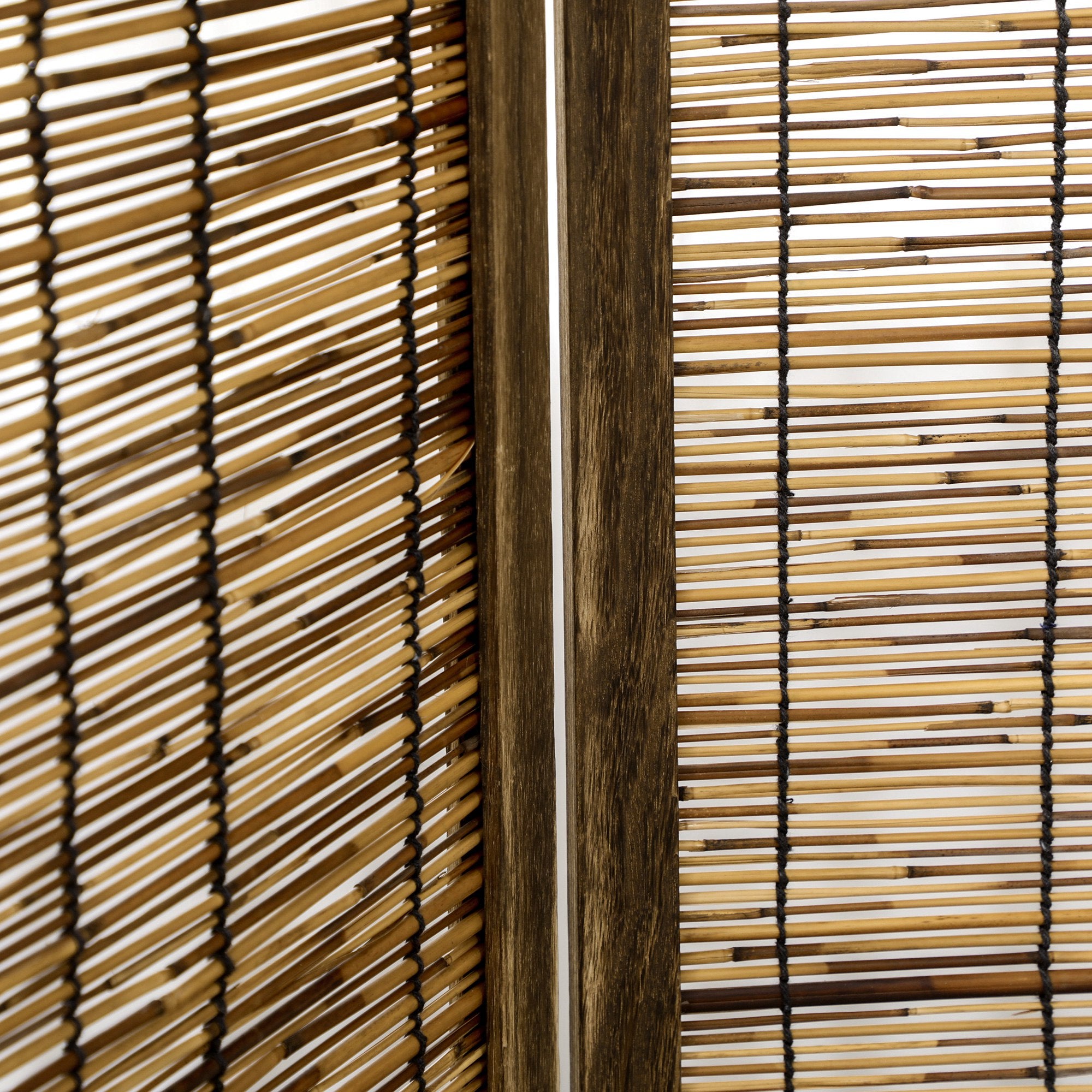 Biombo Separador de Ambientes – 160x1,8x170 cm – Madeira Carbonizada e Marrom – Madeira de Paulownia