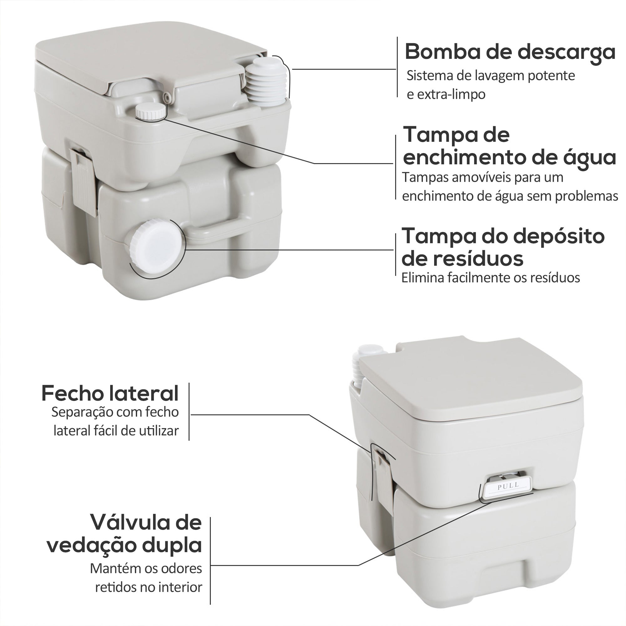 Sanita Portátil Cinza Claro 41,5x36,5x42 cm
