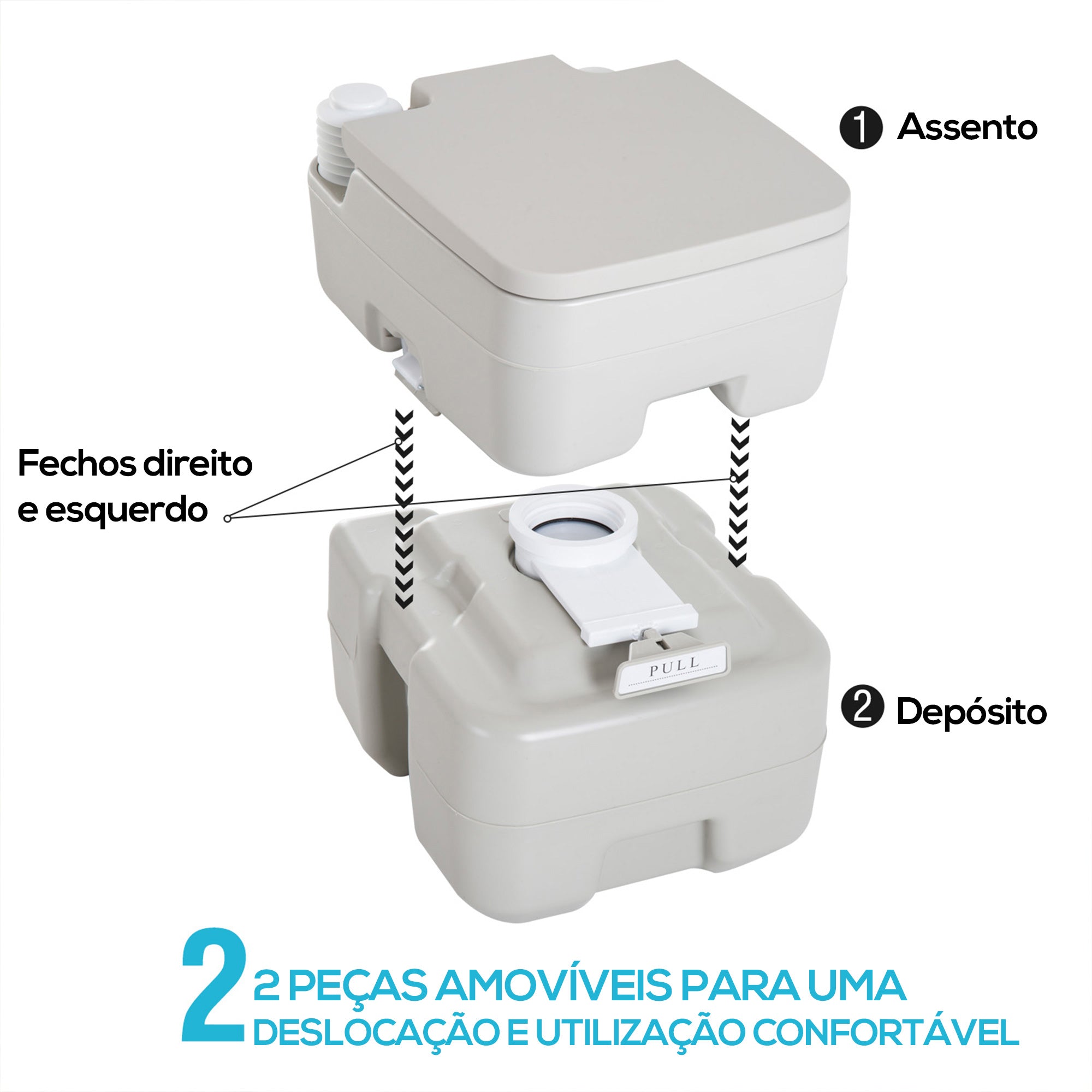 Sanita Portátil Cinza Claro 41,5x36,5x42 cm