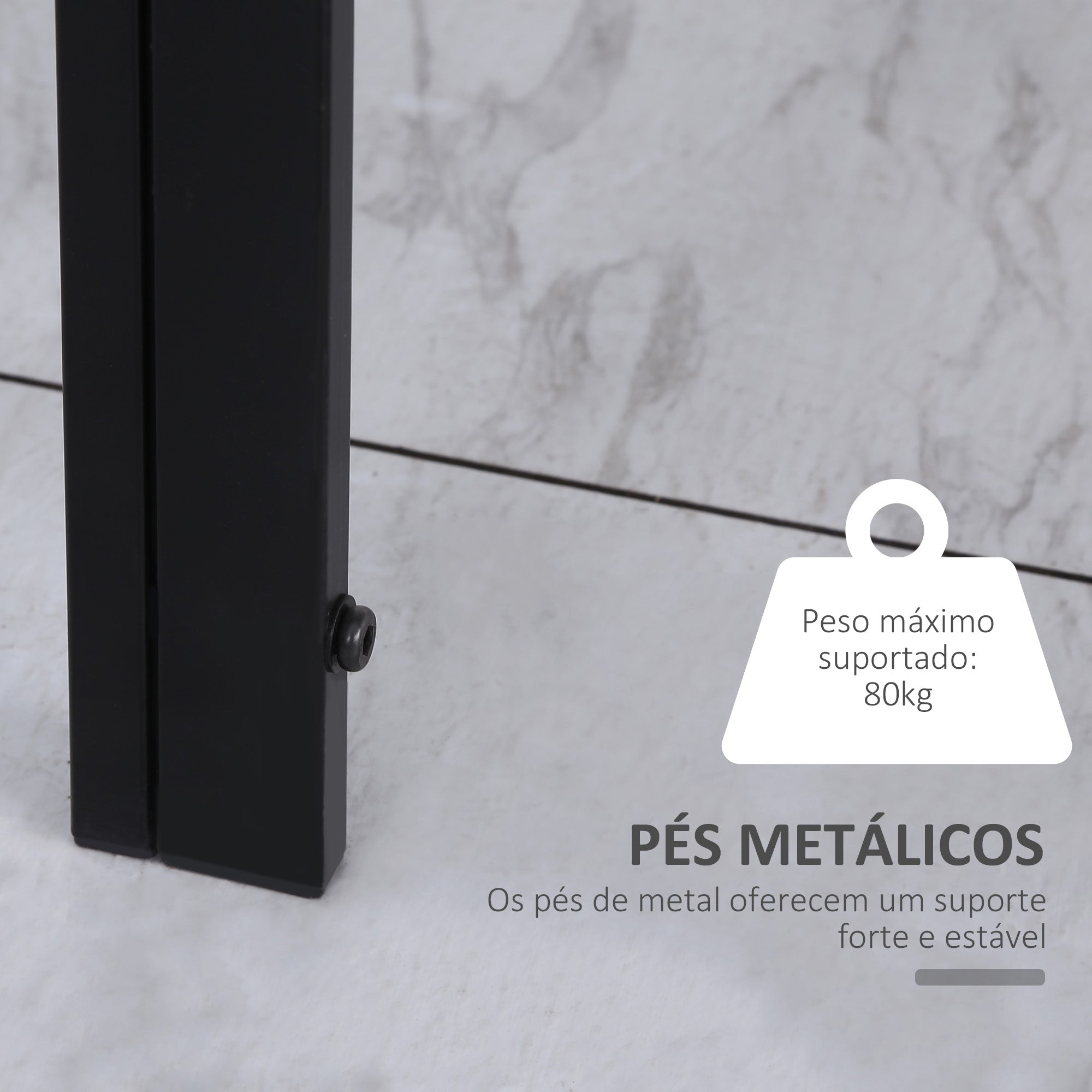 Mesa de Jantar Retangular de Vidro Temperado – 120x60x75 cm – Preto
