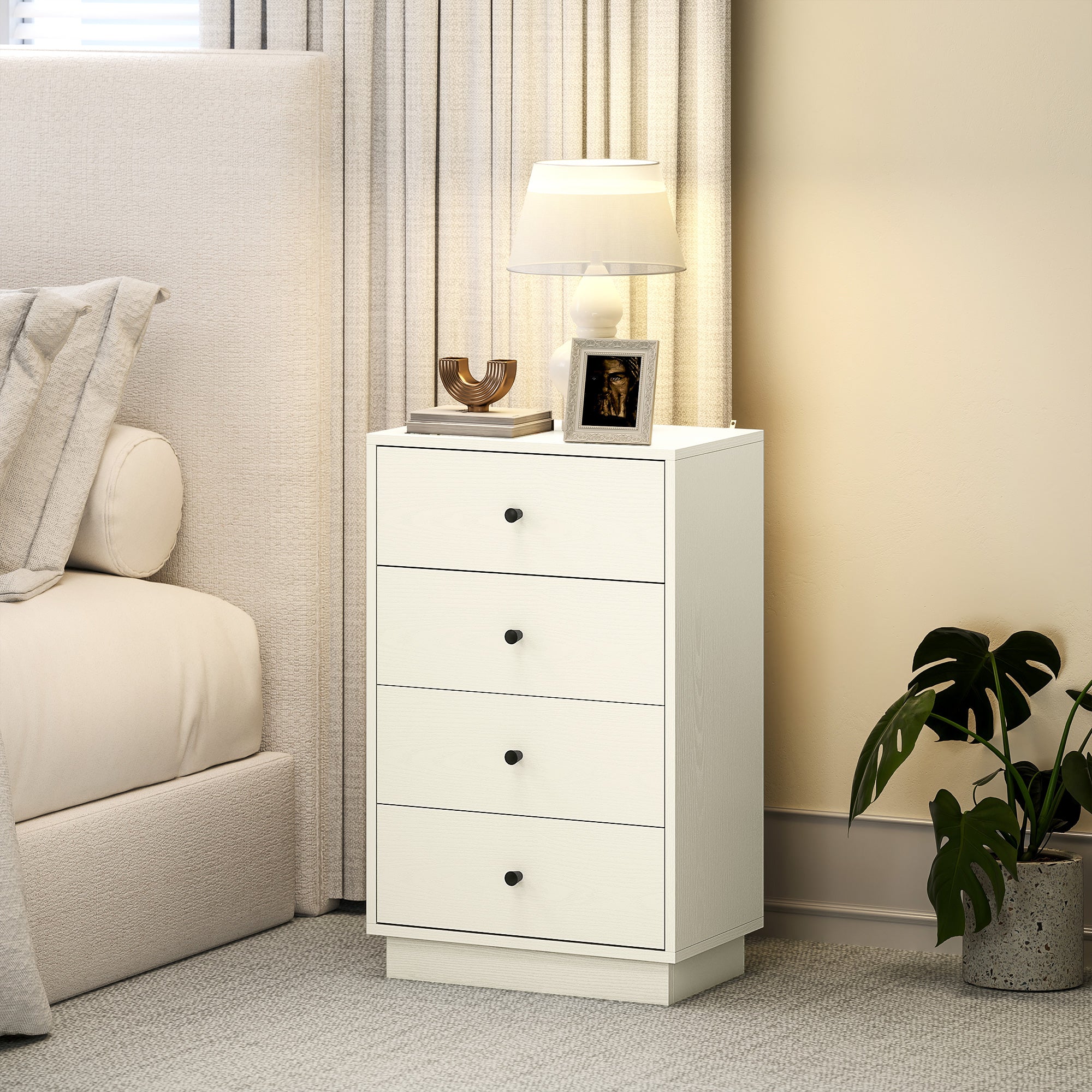 Cómoda Moderna de 4 Gavetas Branca 47x29x75 cm