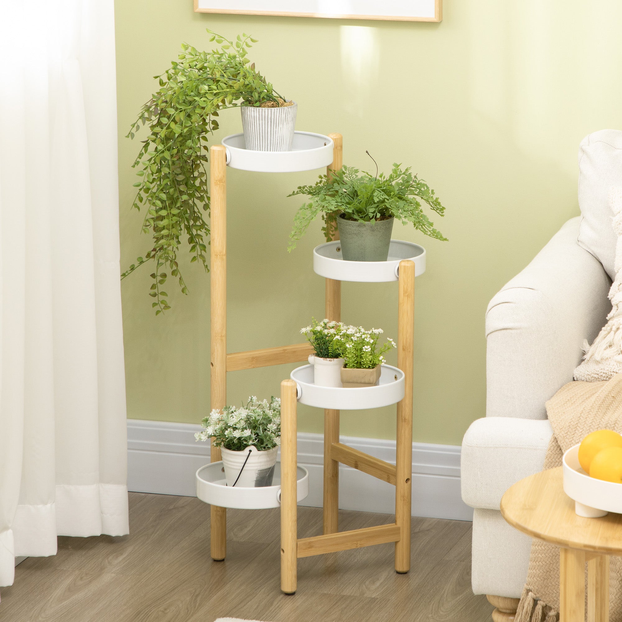 Estante para Plantas – Ø28x80 cm – Branco – Madeira