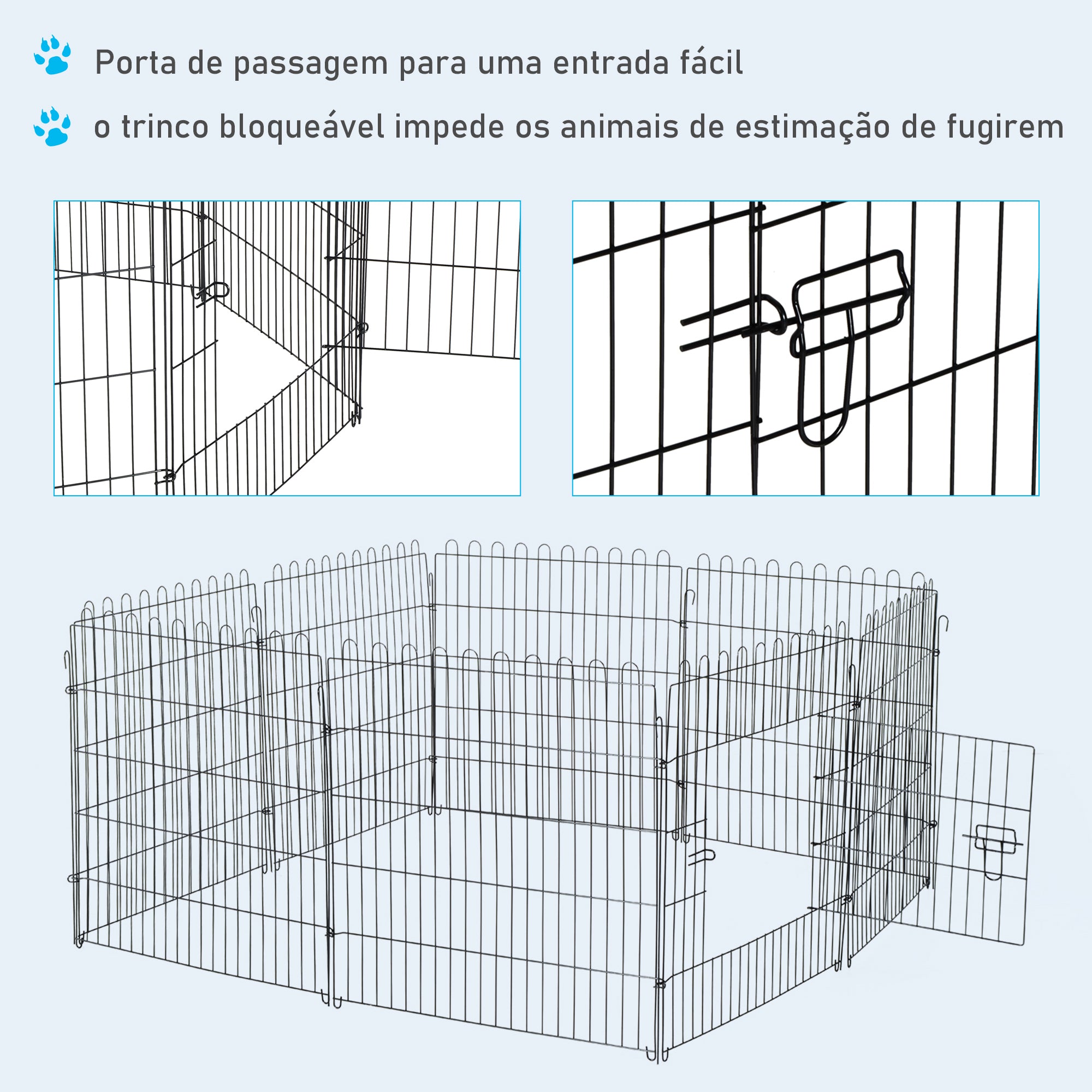 Parque para Animais de Estimação Ø158x76 cm Preto