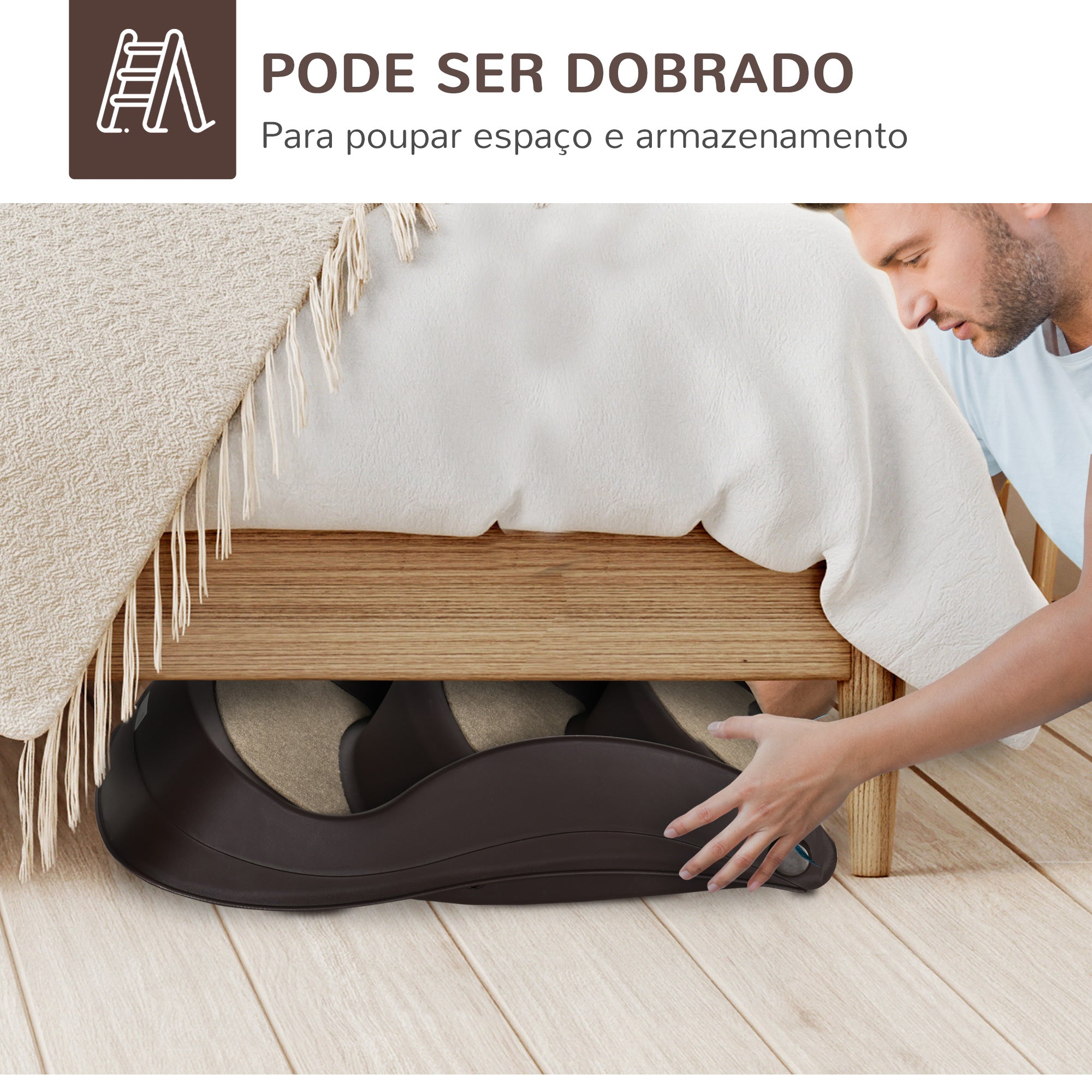 Escada para Cães de 3 Degraus – 49x38x38 cm – Marrom – Polipropileno