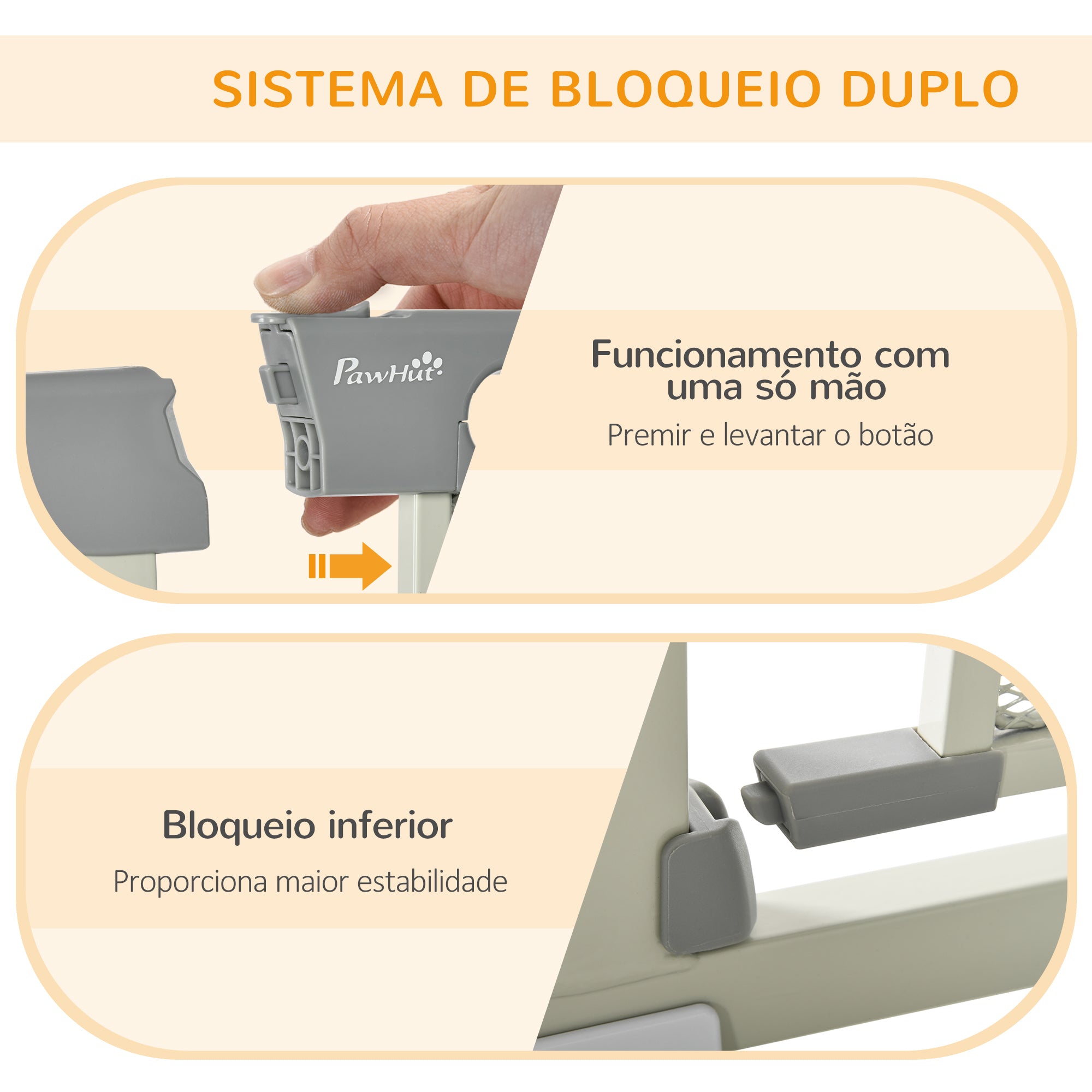 Barreira de Segurança Extensível – 103x76 cm – Cinza Claro – Aço, ABS e tela de arame de aço