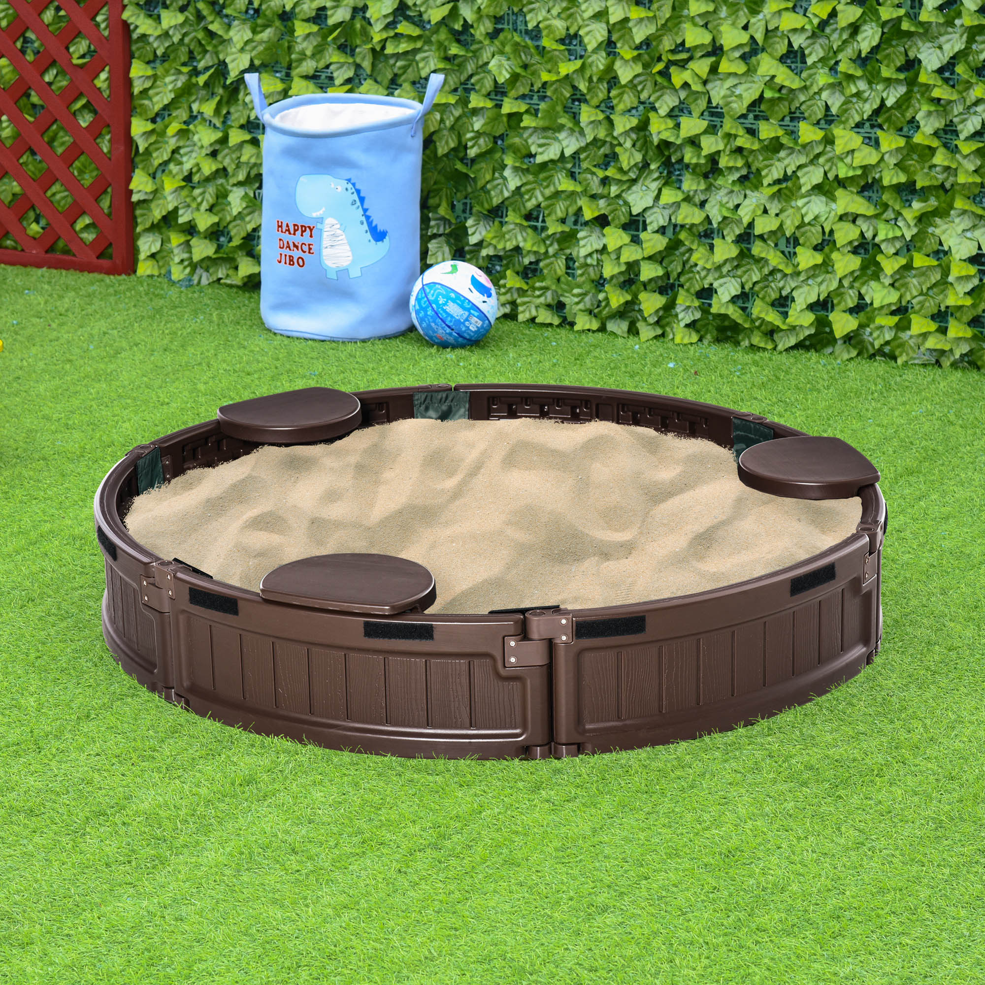 Caixa de Areia Infantil Redonda Marrom Ø123x22,5 cm