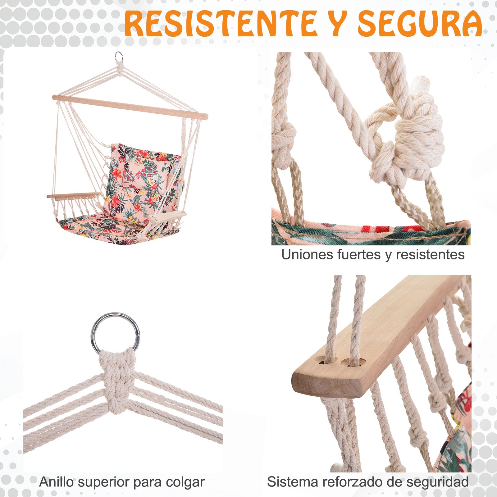 Cadeira Rede Suspensa Estampa Floral Multicor 100x106cm