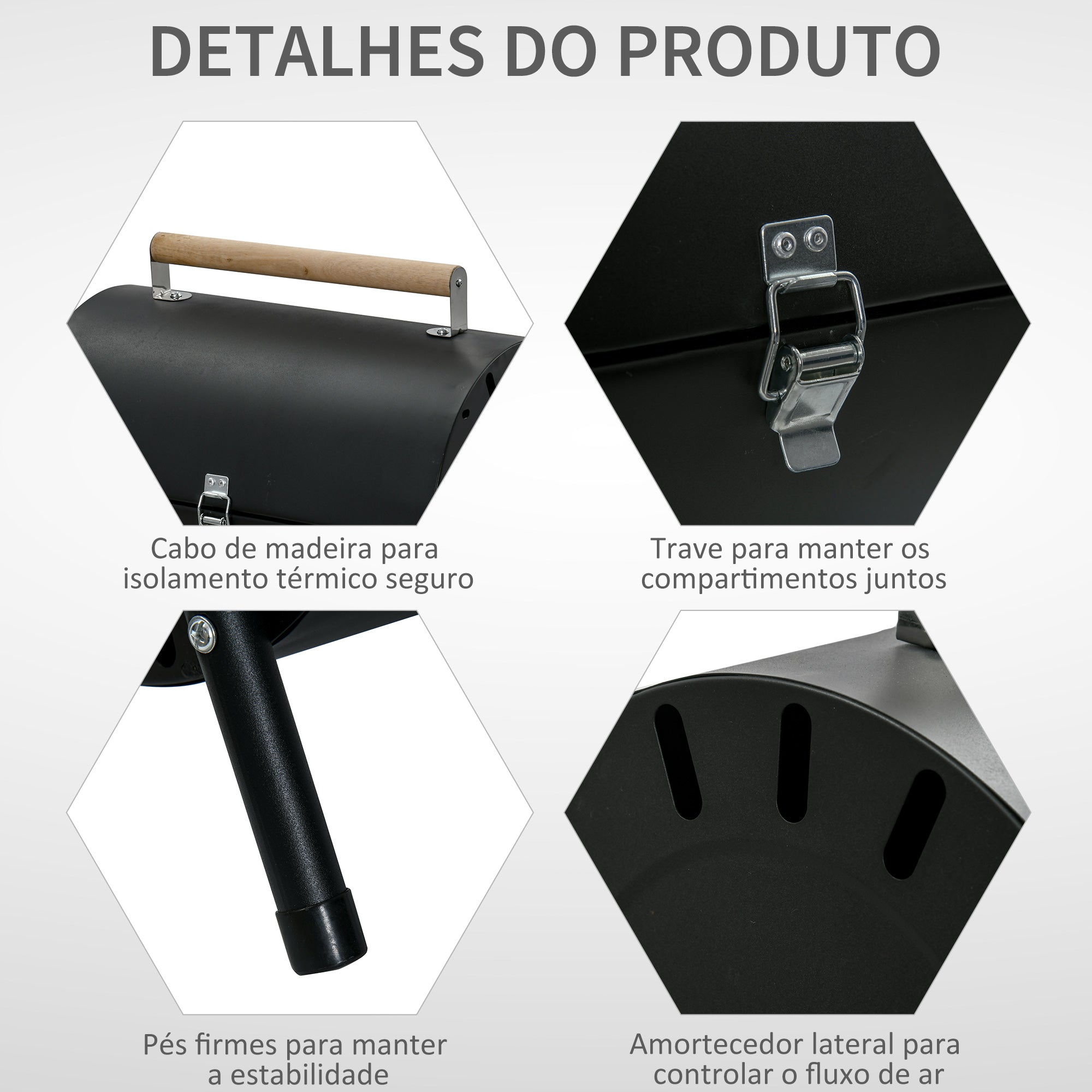 Churrasqueira Portátil a Carvão 42x26x42 cm - Cor Preto