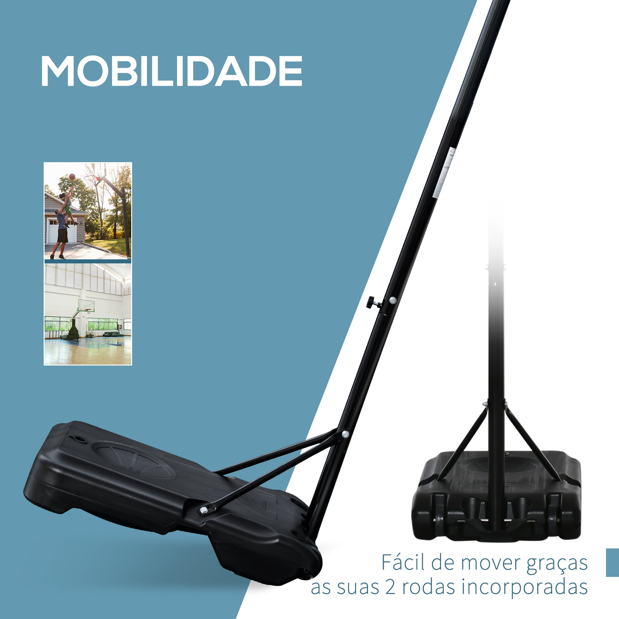 Tabela de Basquetebol com Altura Ajustável 70x45x258-314 cm Cor Branco, Preto e Vermelho