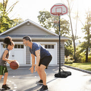 Tabela de Basquetebol com Altura Ajustável 70x45x258-314 cm Cor Branco, Preto e Vermelho