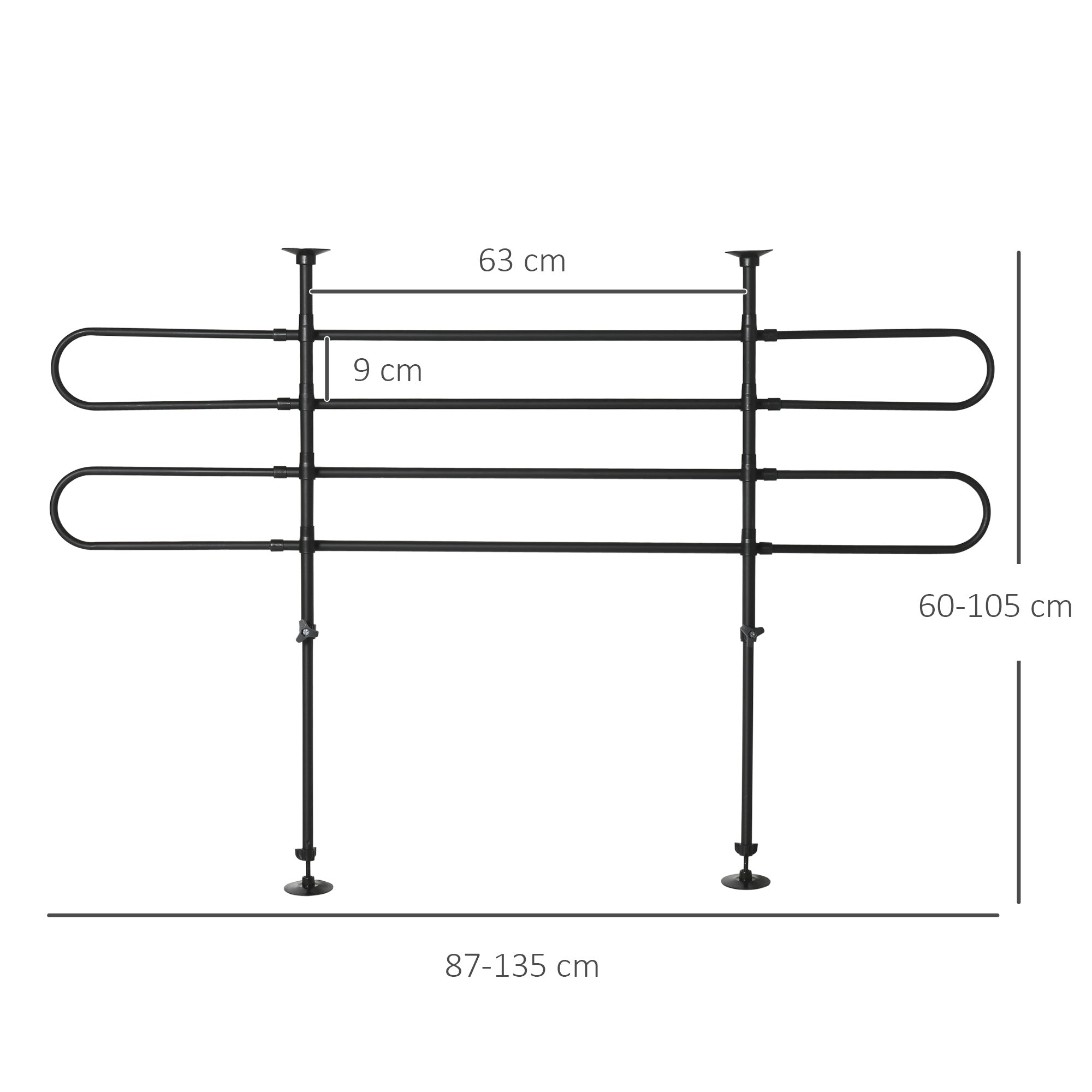 Grade de Segurança para Carros – 87-135x60-105cm – Preto – Metal com Plástico