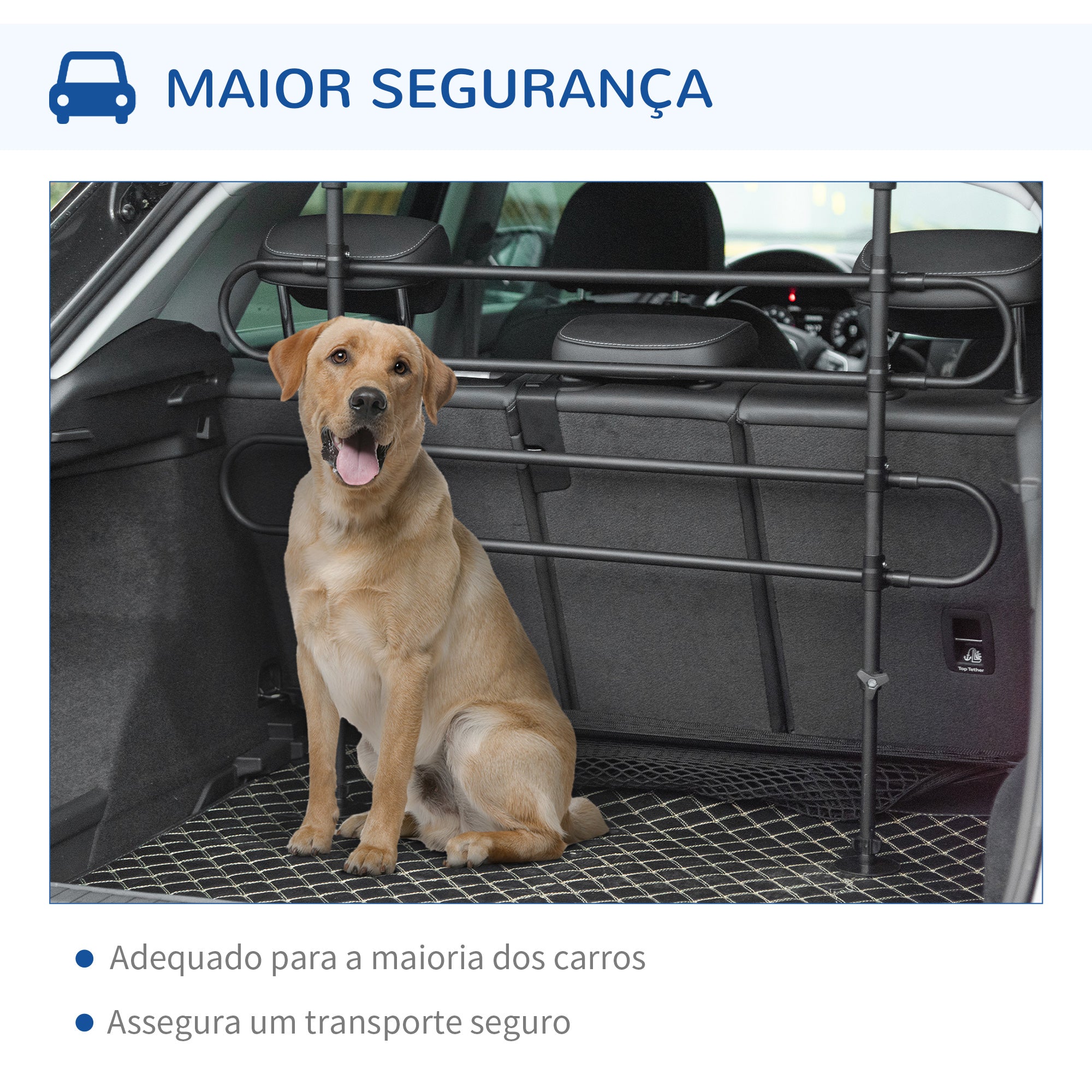 Grade de Segurança para Carros – 87-135x60-105cm – Preto – Metal com Plástico
