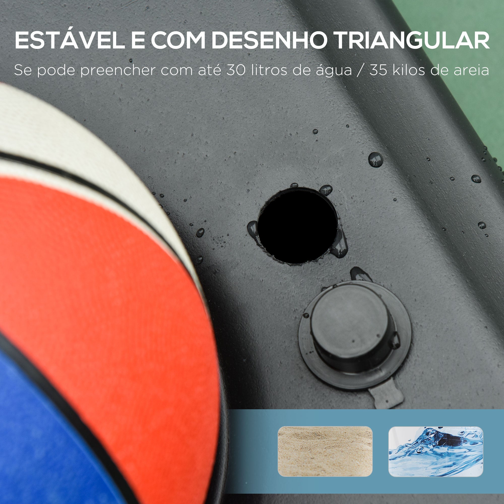 Cesta de Basquetebol Dobrável e Ajustável em Altura 150-210 cm - Preto, Vermelho e Branco