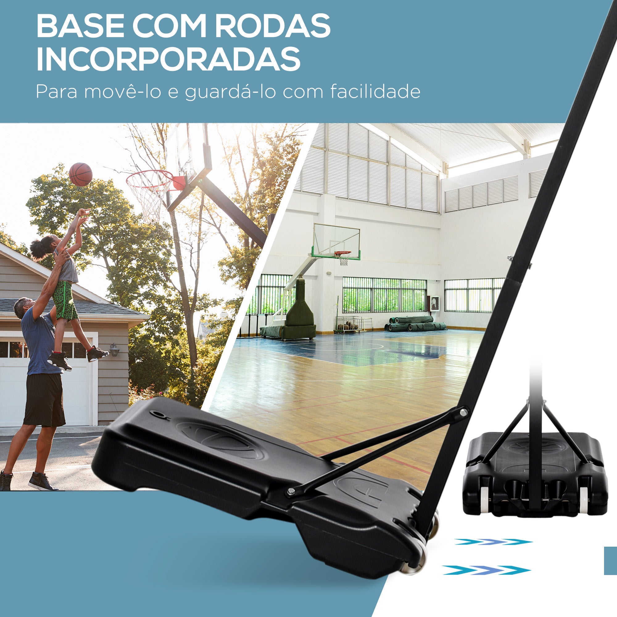 Cesta de Basquetebol Dobrável e Ajustável em Altura 150-210 cm - Preto, Vermelho e Branco