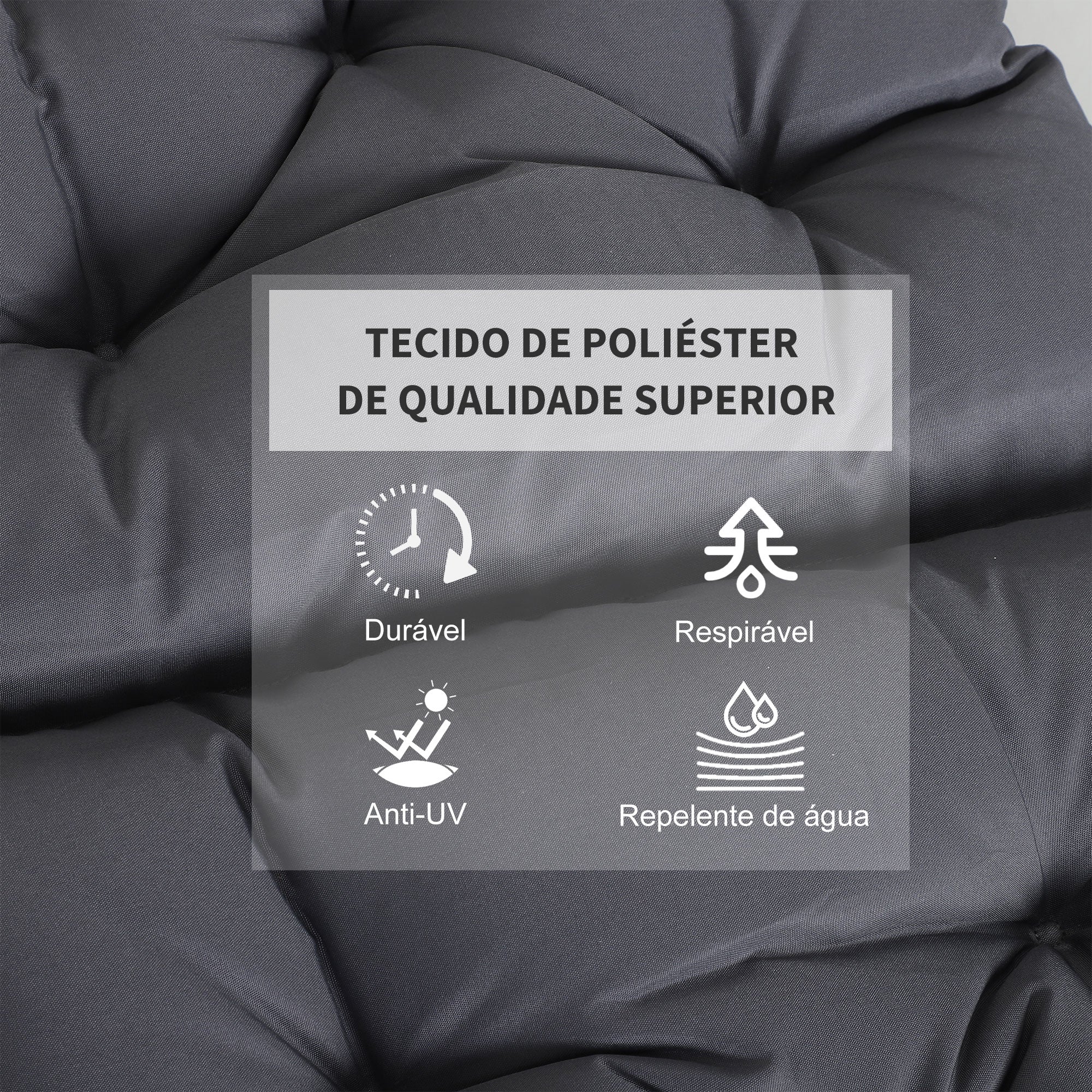 Conjunto de 2 Almofadas de Cadeira 50x98x8 cm Cinza Escuro