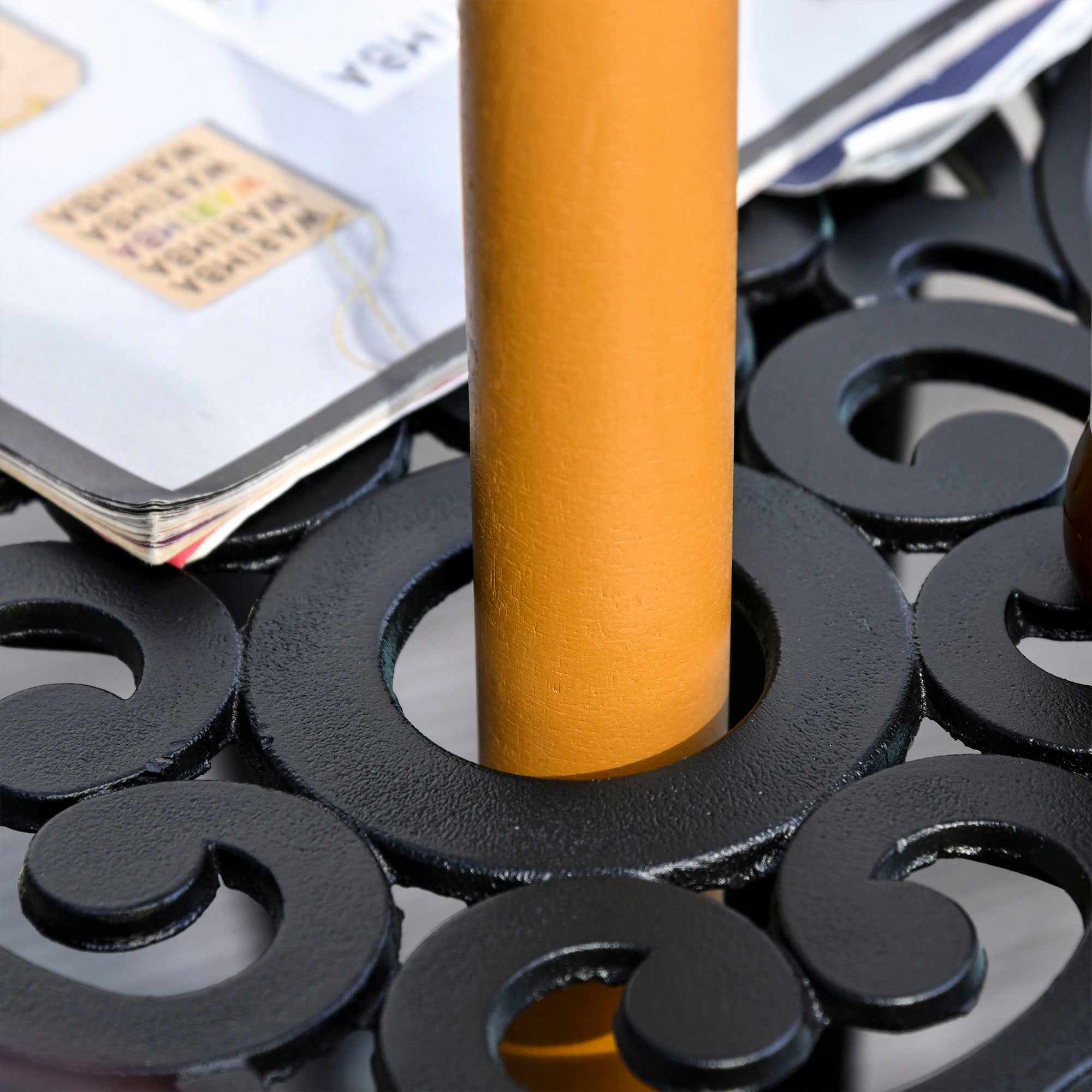 Chapéu de Sol Ø250x230 cm Preto para Exterior - Estrutura de Madeira e Poliéster