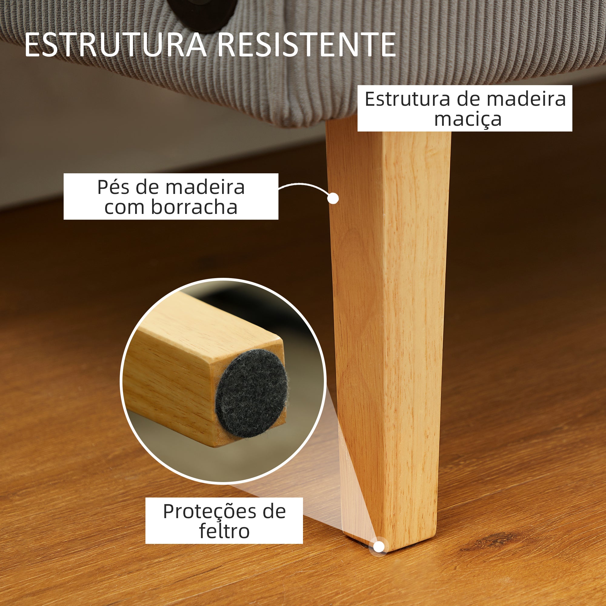 Sofá de 2 Lugares – 110x62x85 cm – Cinzento – Veludo