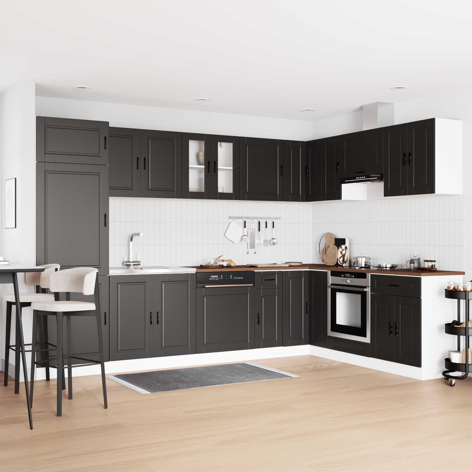 Gabinete Base para Pia Porto 2 pcs Preto 80 x 46 x 84.5 cm