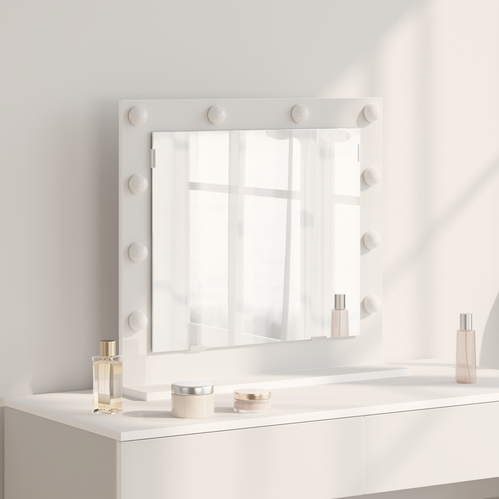 Espelho de Vaidade com luzes de tira LED Branco 60 x 55 x 18 cm