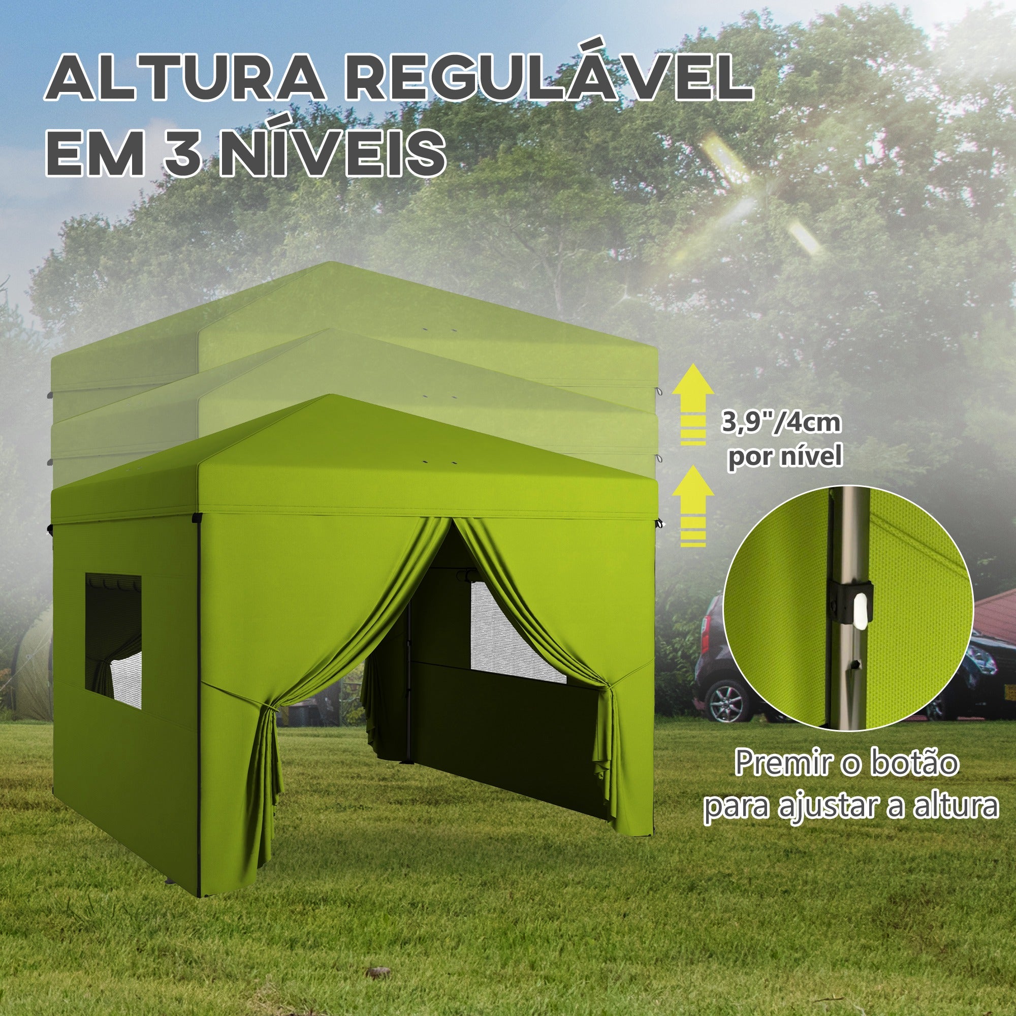 Tenda Dobrável 3x3 m Verde - 300x300x280 cm