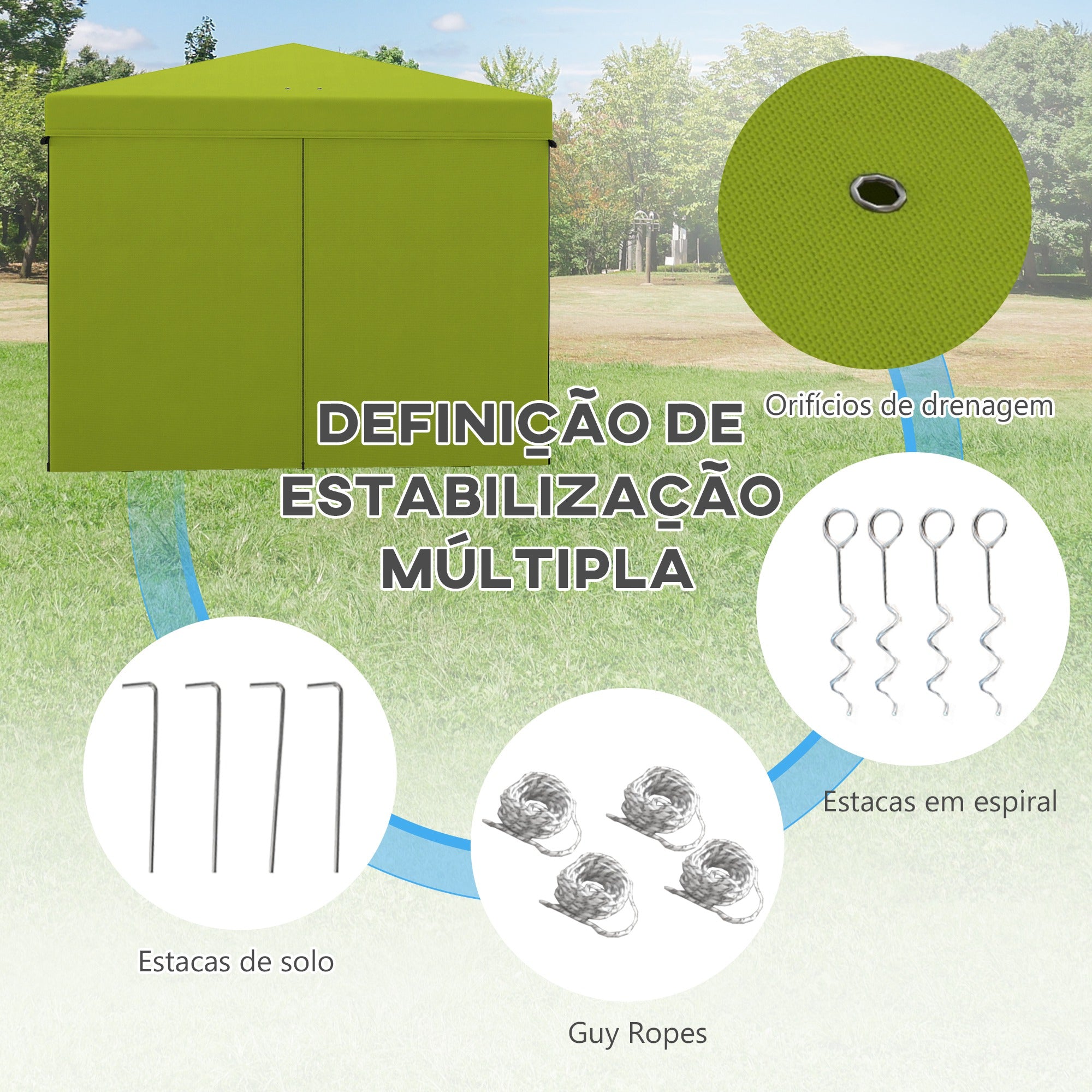 Tenda Dobrável 3x3 m Verde - 300x300x280 cm