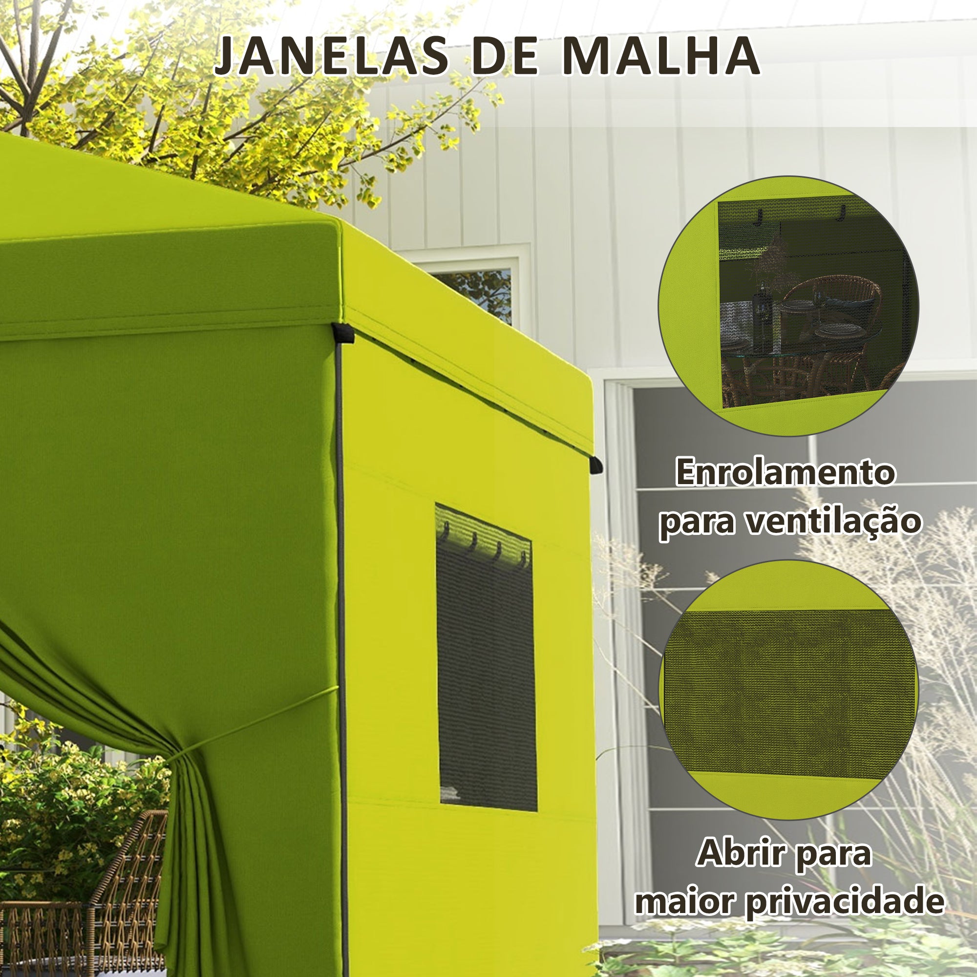 Tenda Dobrável 3x3 m Verde - 300x300x280 cm