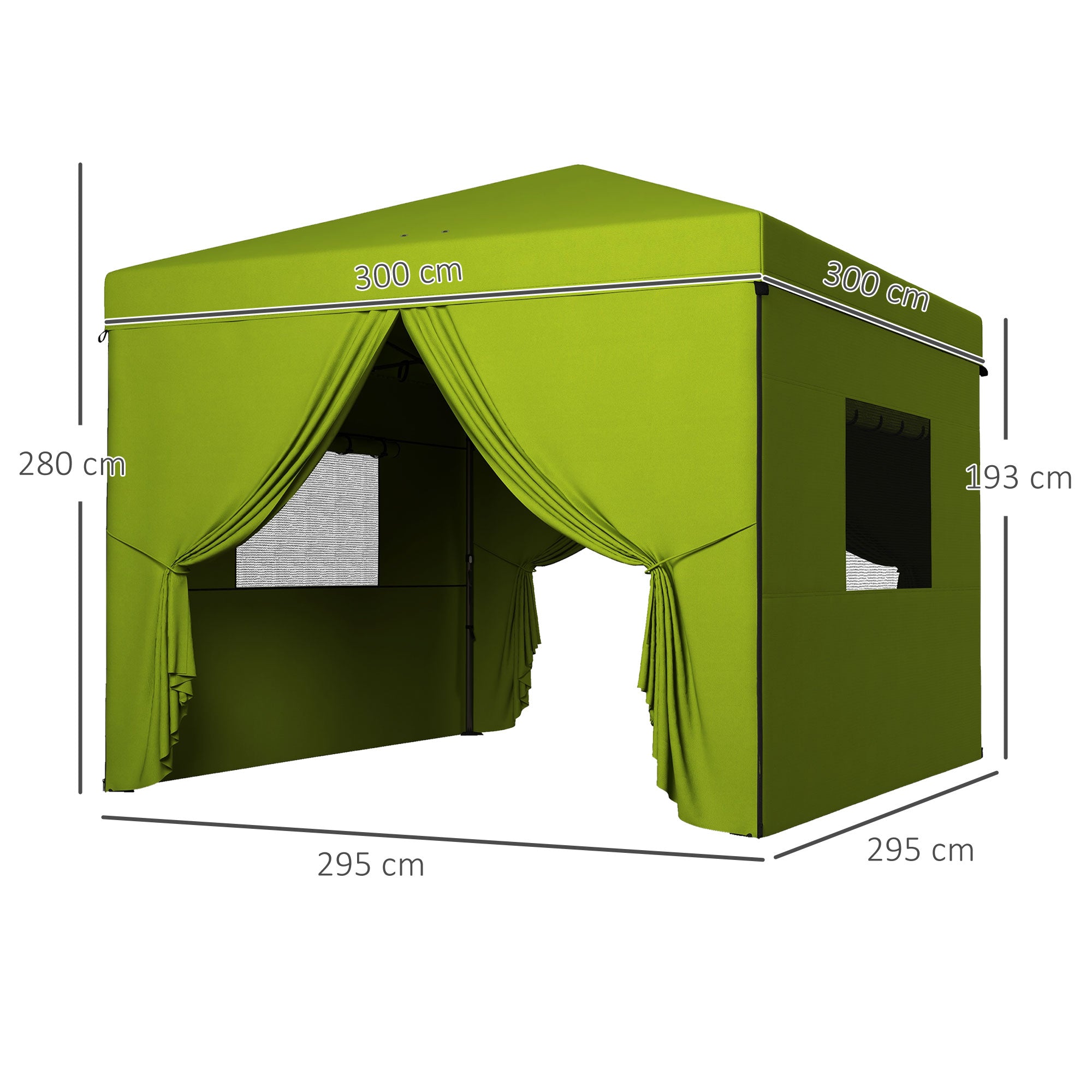 Tenda Dobrável 3x3 m Verde - 300x300x280 cm