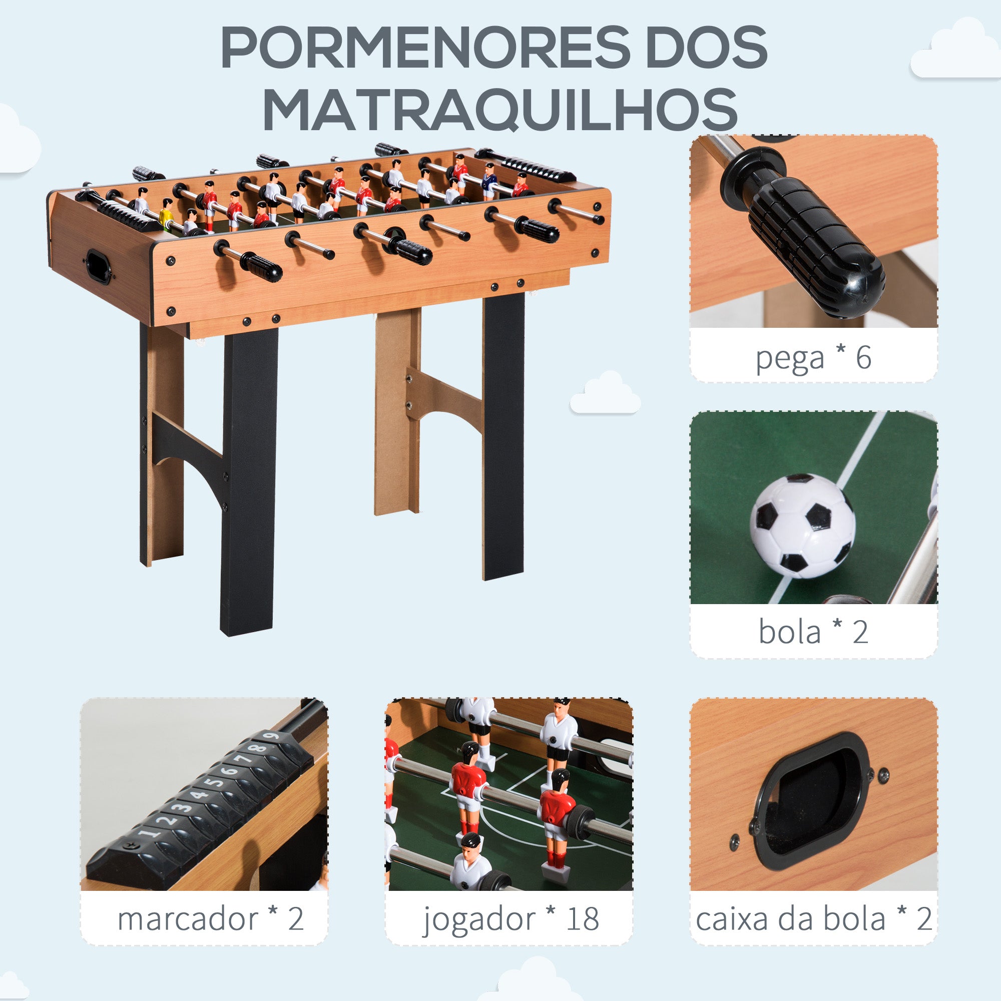 Mesa Multi-Jogos 4 em 1 Madeira e Preto 87x43x73 cm