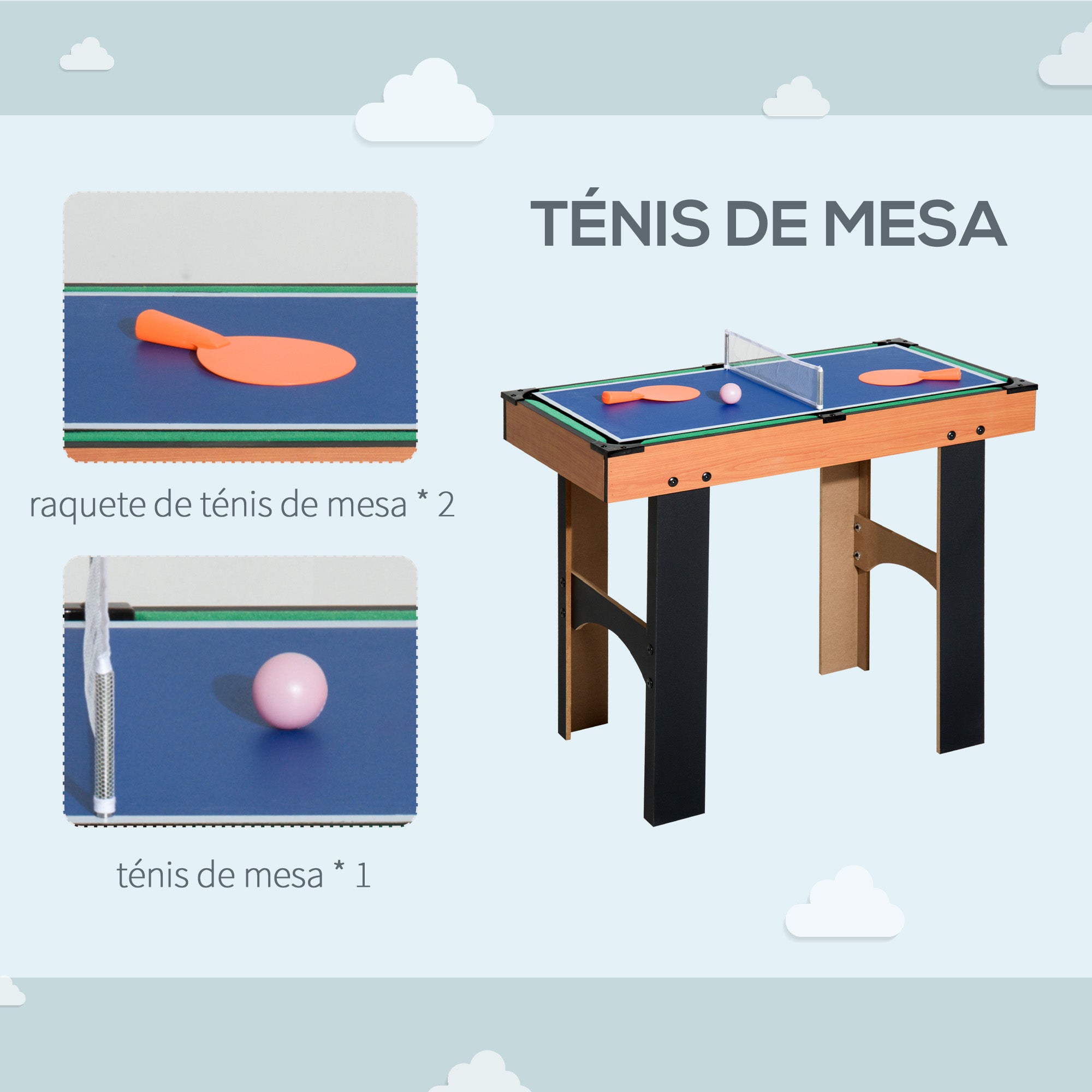 Mesa Multi-Jogos 4 em 1 Madeira e Preto 87x43x73 cm