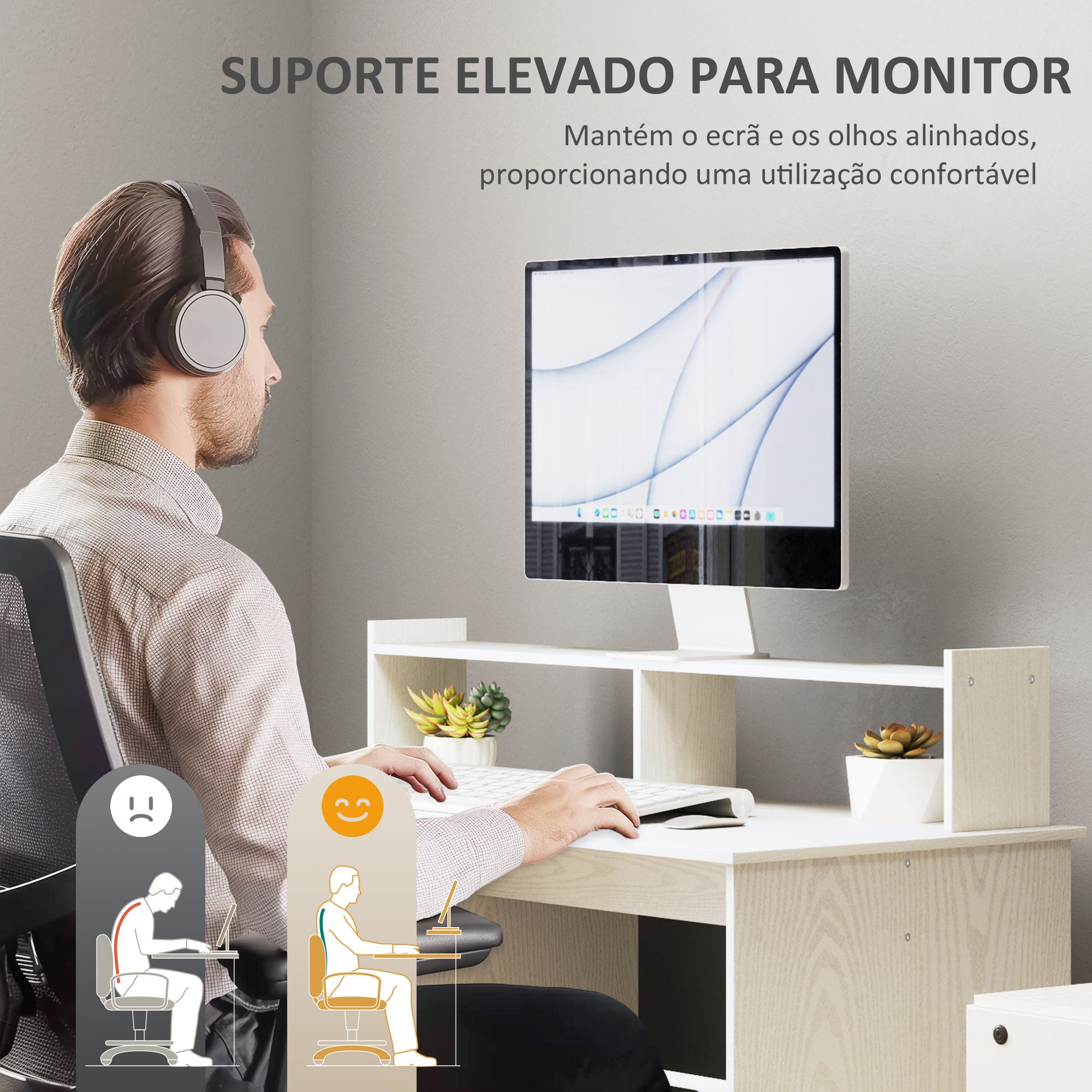 Secretária Moderna com Prateleiras 108x50x94 cm Creme Branco