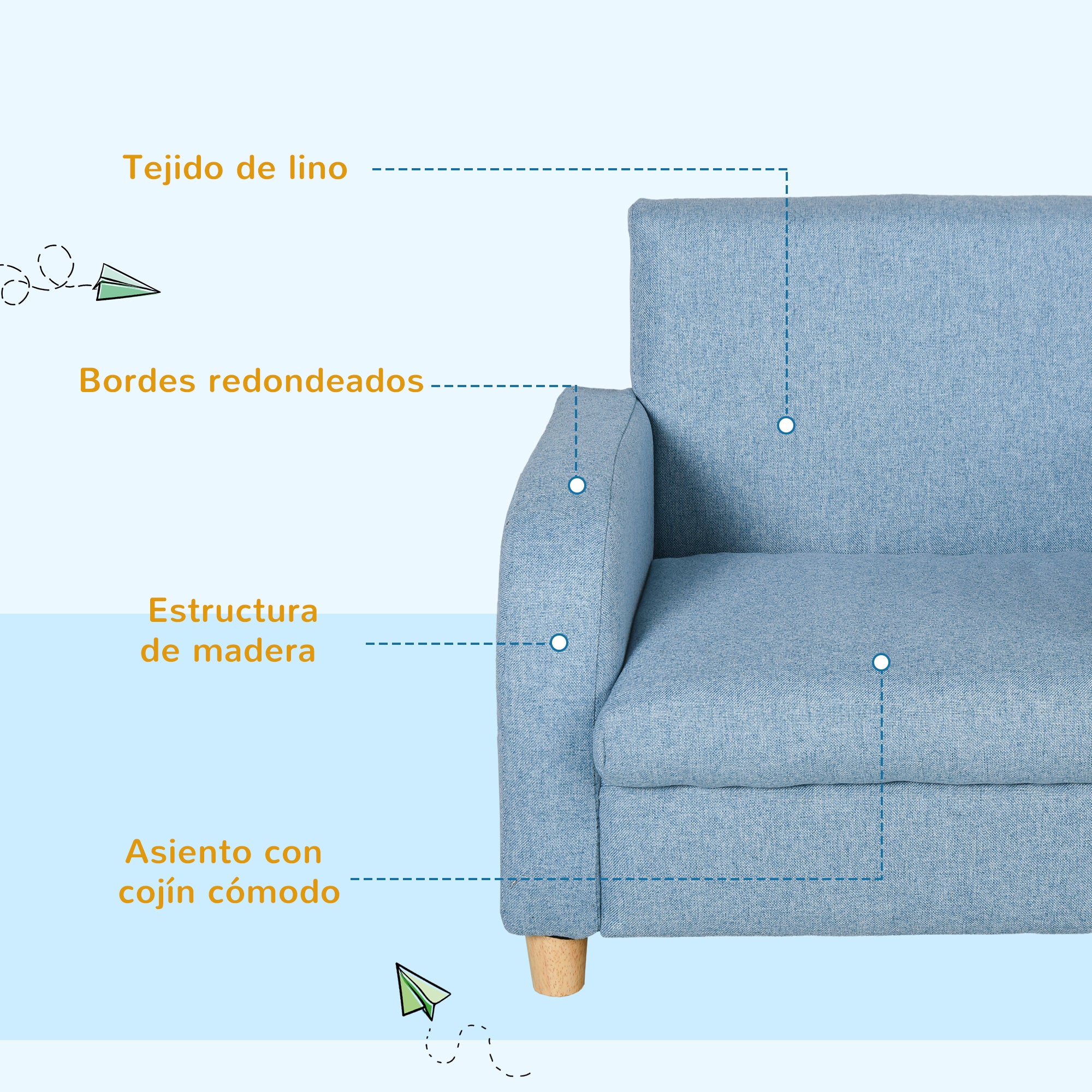 Sofá Infantil para Crianças acima de 3 anos - Azul 49x45x44cm
