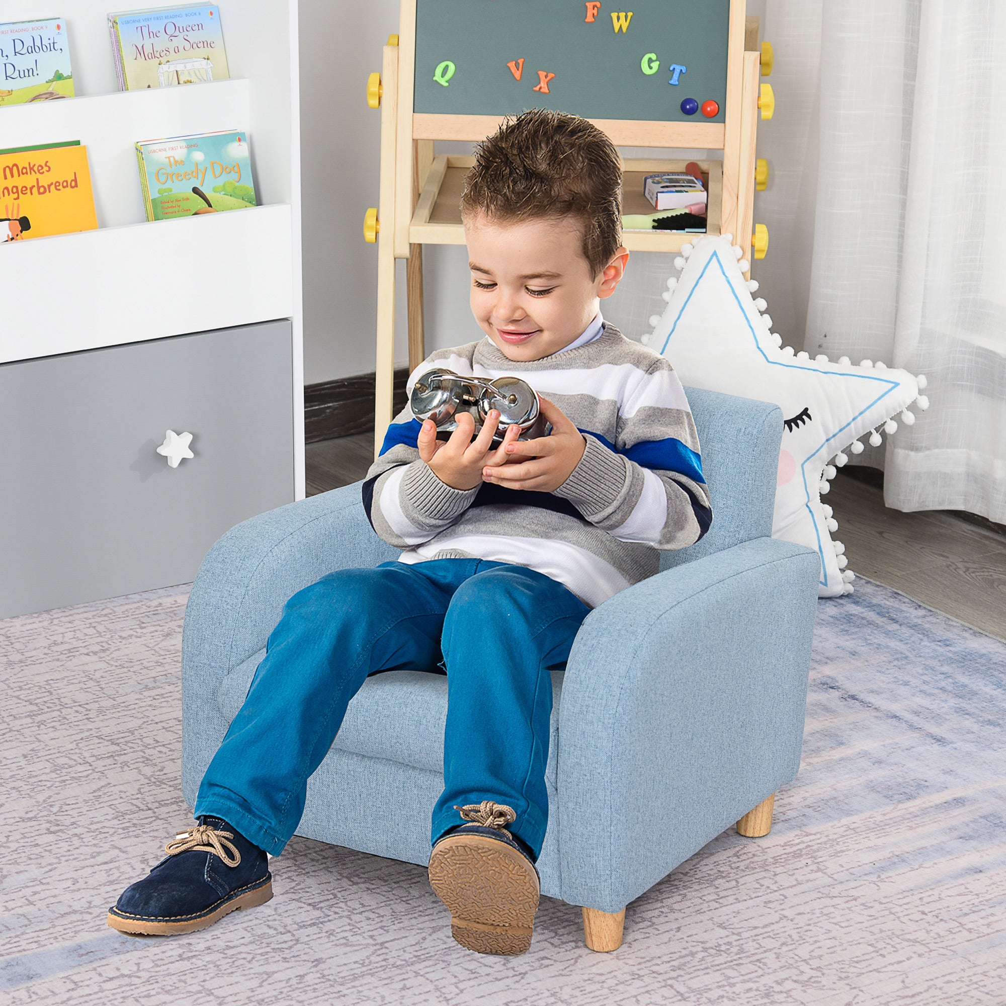Sofá Infantil para Crianças acima de 3 anos - Azul 49x45x44cm