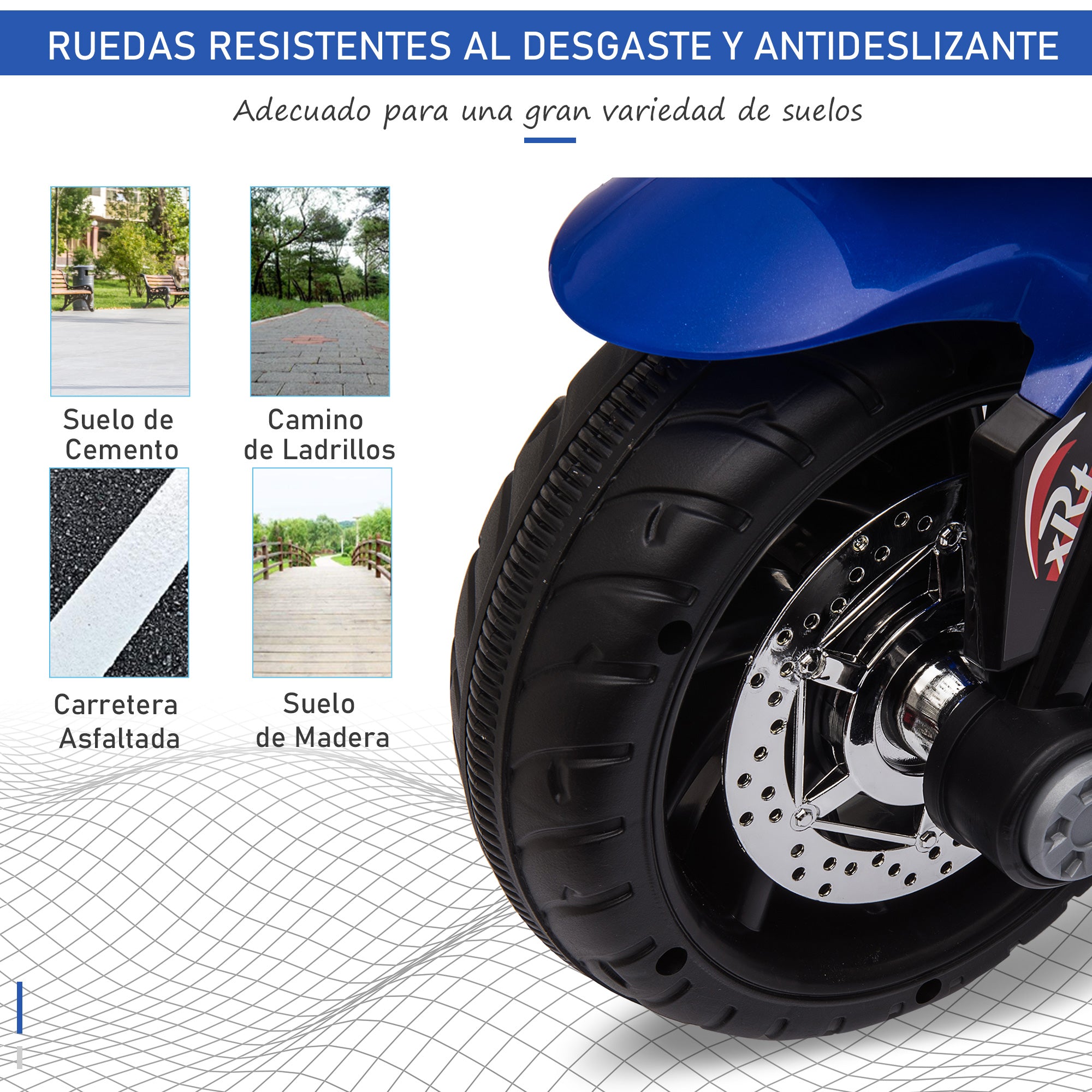 Triciclo Infantil Elétrico com 3 Rodas 86x42x52cm Azul e Preto