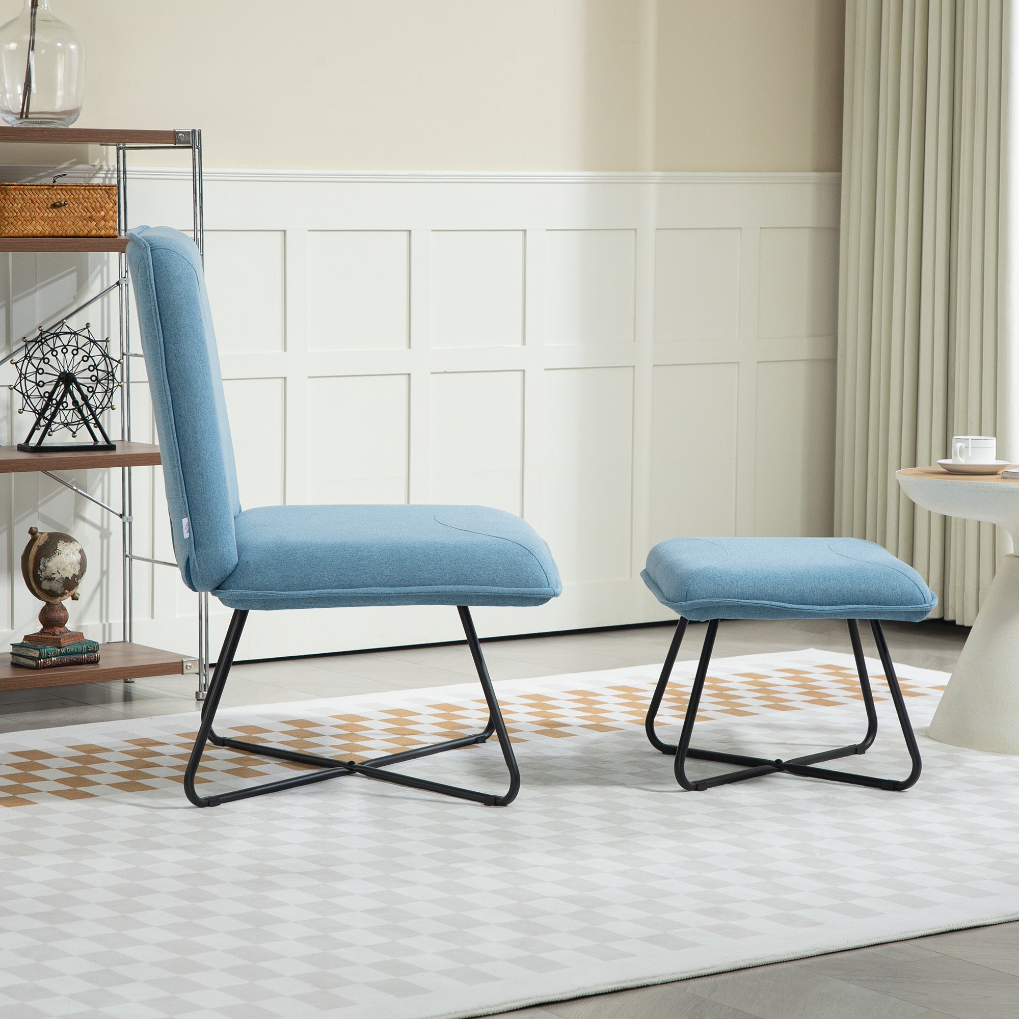 Poltrona de Sala de Estar – 68x81x89 cm – Azul Claro – Tecido
