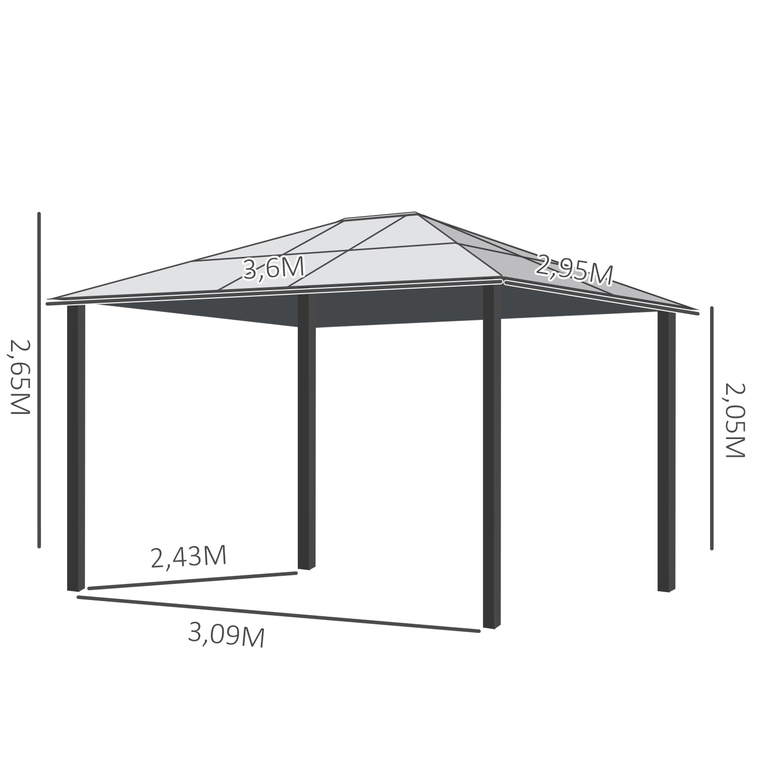 Pérgola para Jardim 3x3,6m Bege e Marrom