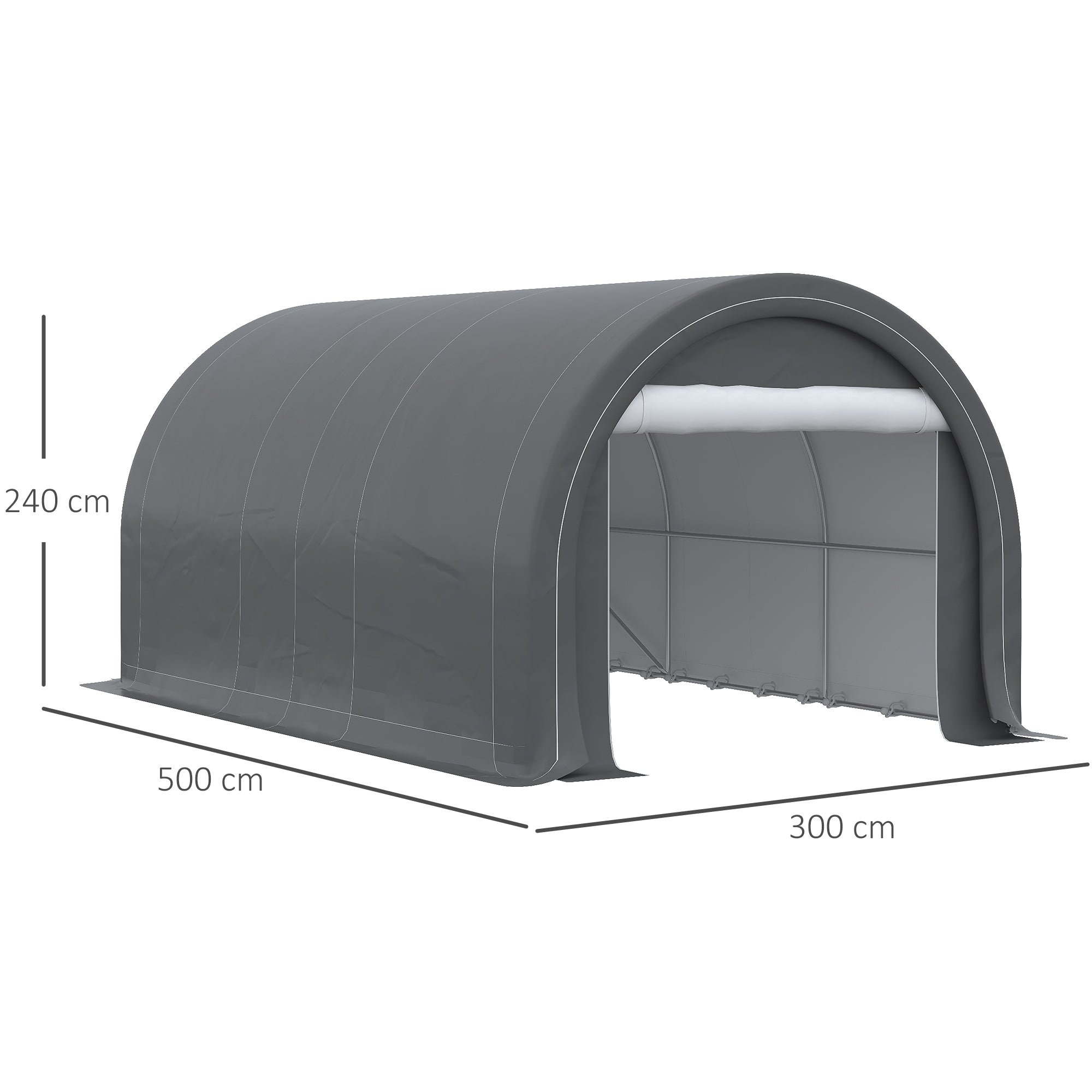 Tenda Garagem 500x300x240 cm Cinzento - Proteção UV e Estrutura em Aço
