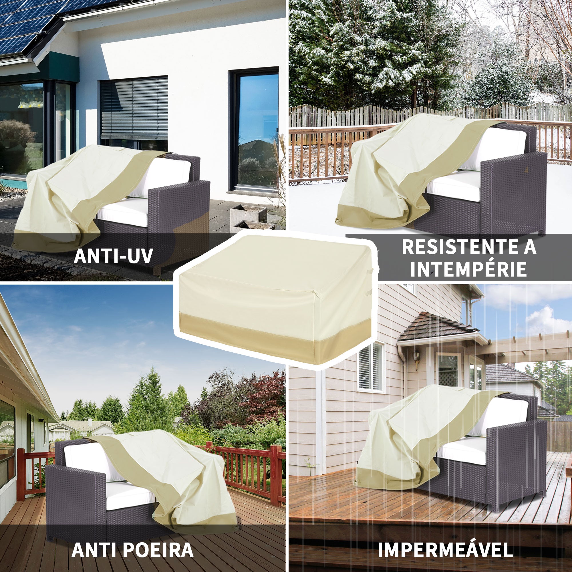 Capa Protetora para Móveis de Jardim 152x87x59-79 cm Bege e Creme