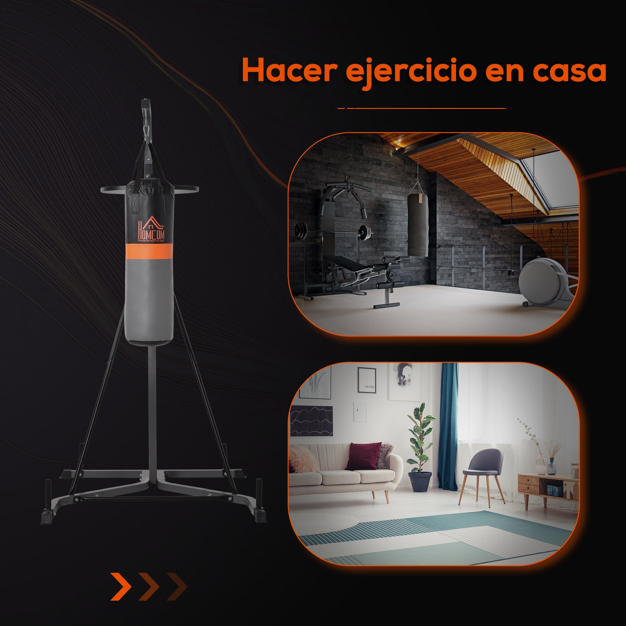 Saco de Boxe Suspenso Multifuncional 115x157x221 cm Preto e Cinza